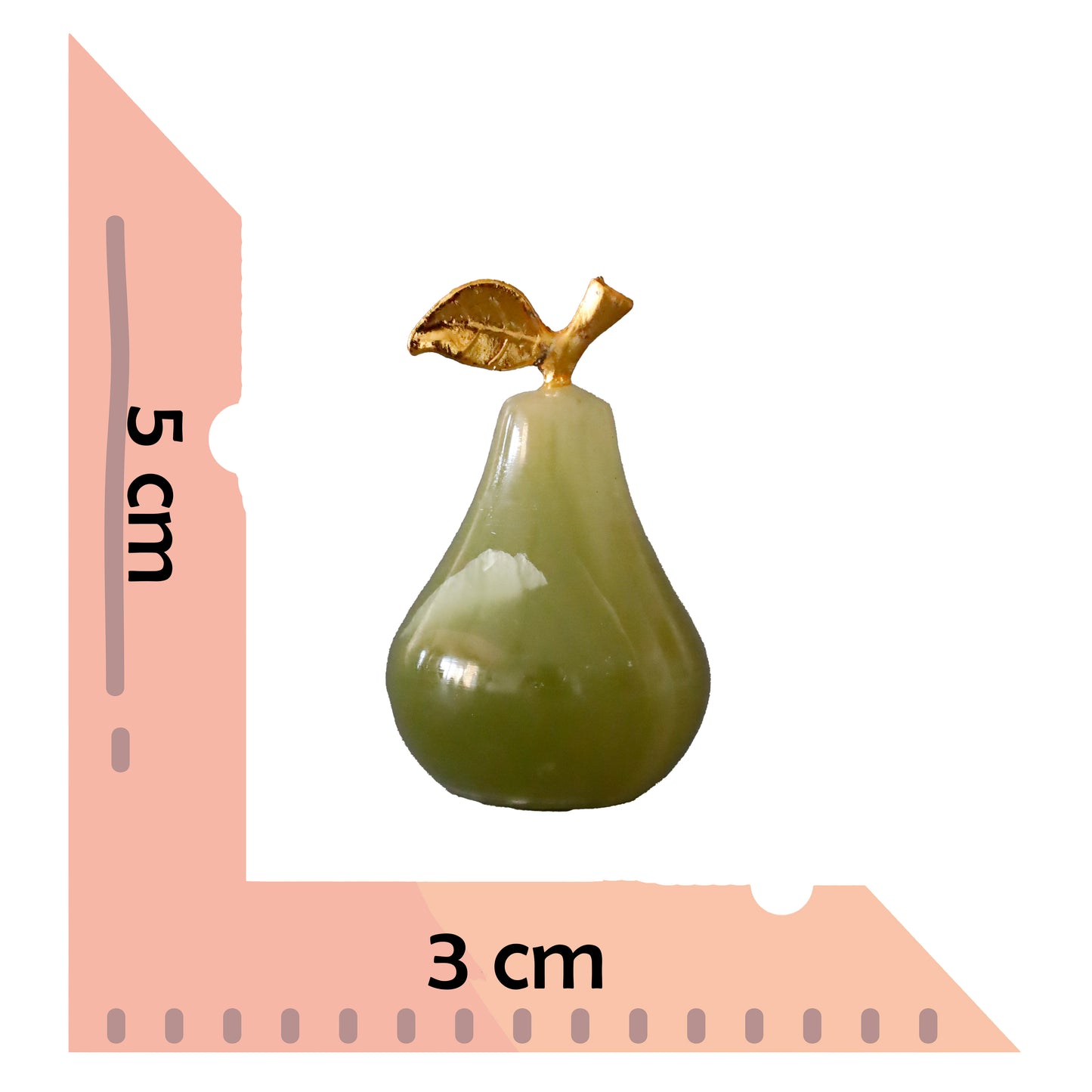 Doğal Oniks Taşından El Yapımı Armut Figür – 5 cm Dekoratif Taş Obje