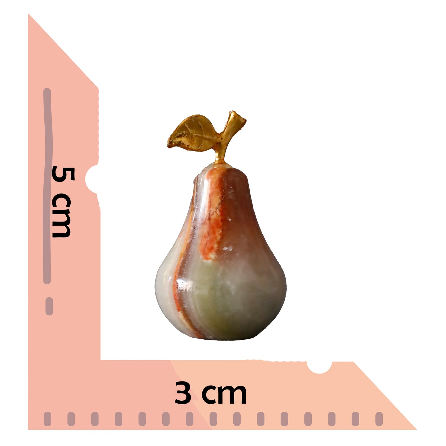 Doğal Oniks Taşından El Yapımı Armut Figür – 5 cm Dekoratif Taş Obje