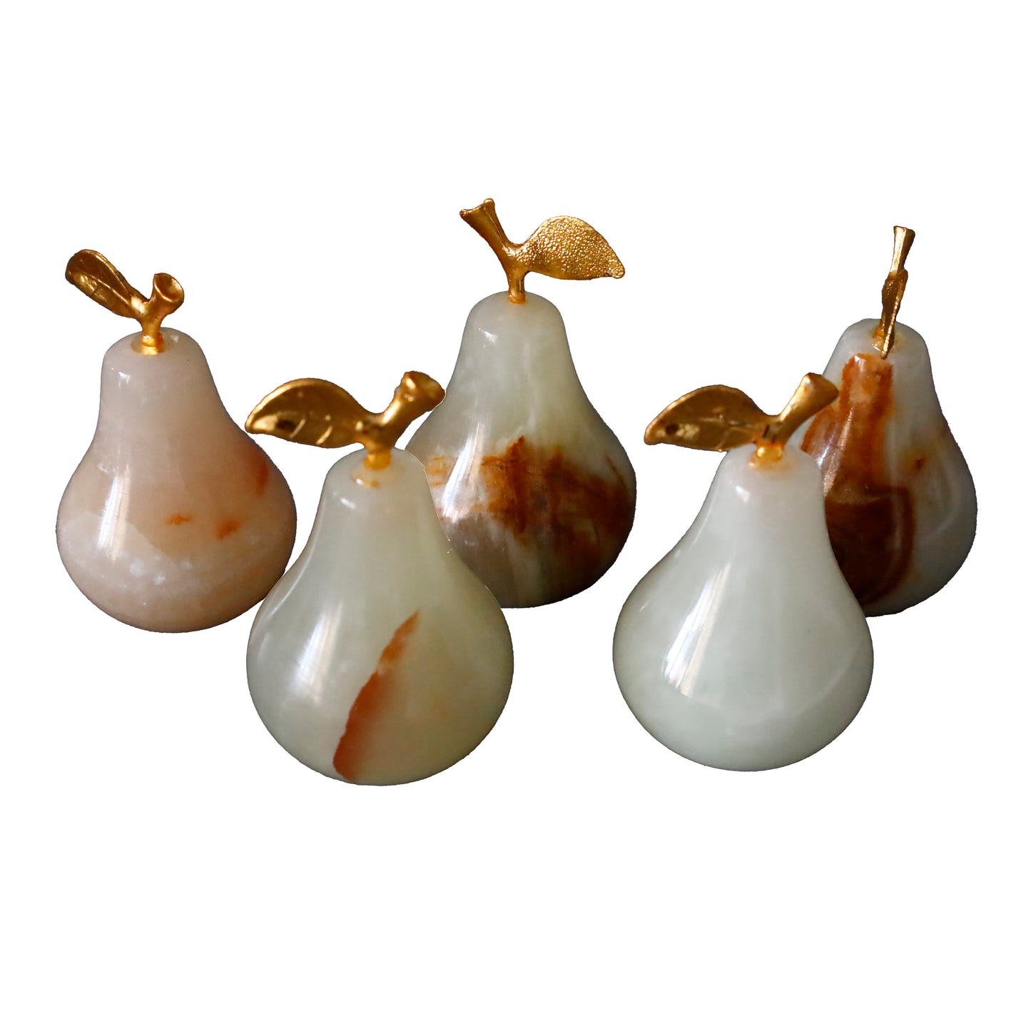 Doğal Oniks Taş Armut Seti – 1,5 inç Dekoratif El Yapımı Biblo-5'li set