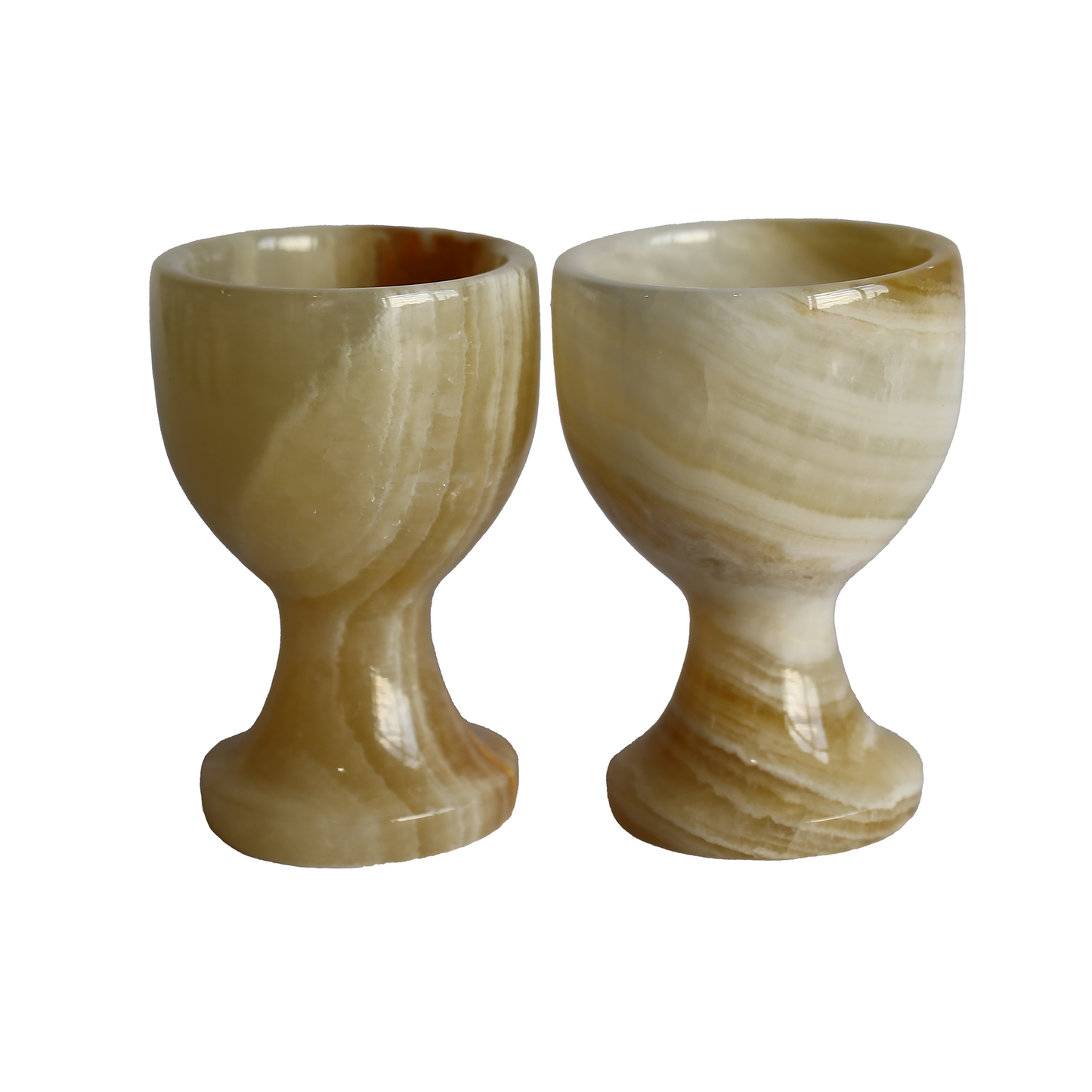 Bal Oniks Doğal Taş Yumurta Kadehi Seti – El Yapımı Dekoratif 2’li / 6’lı Takım, Şık Ev Aksesuarı