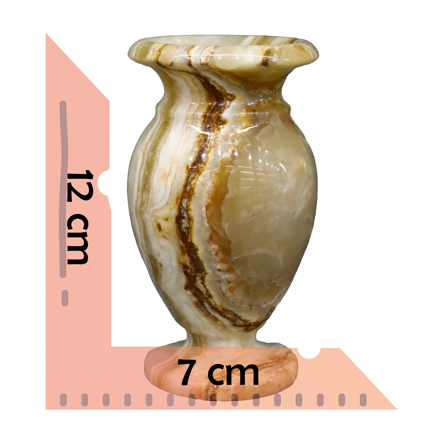 Oniks Doğal Taş Küp Vazo – 12 cm Dekoratif El Yapımı Ürün