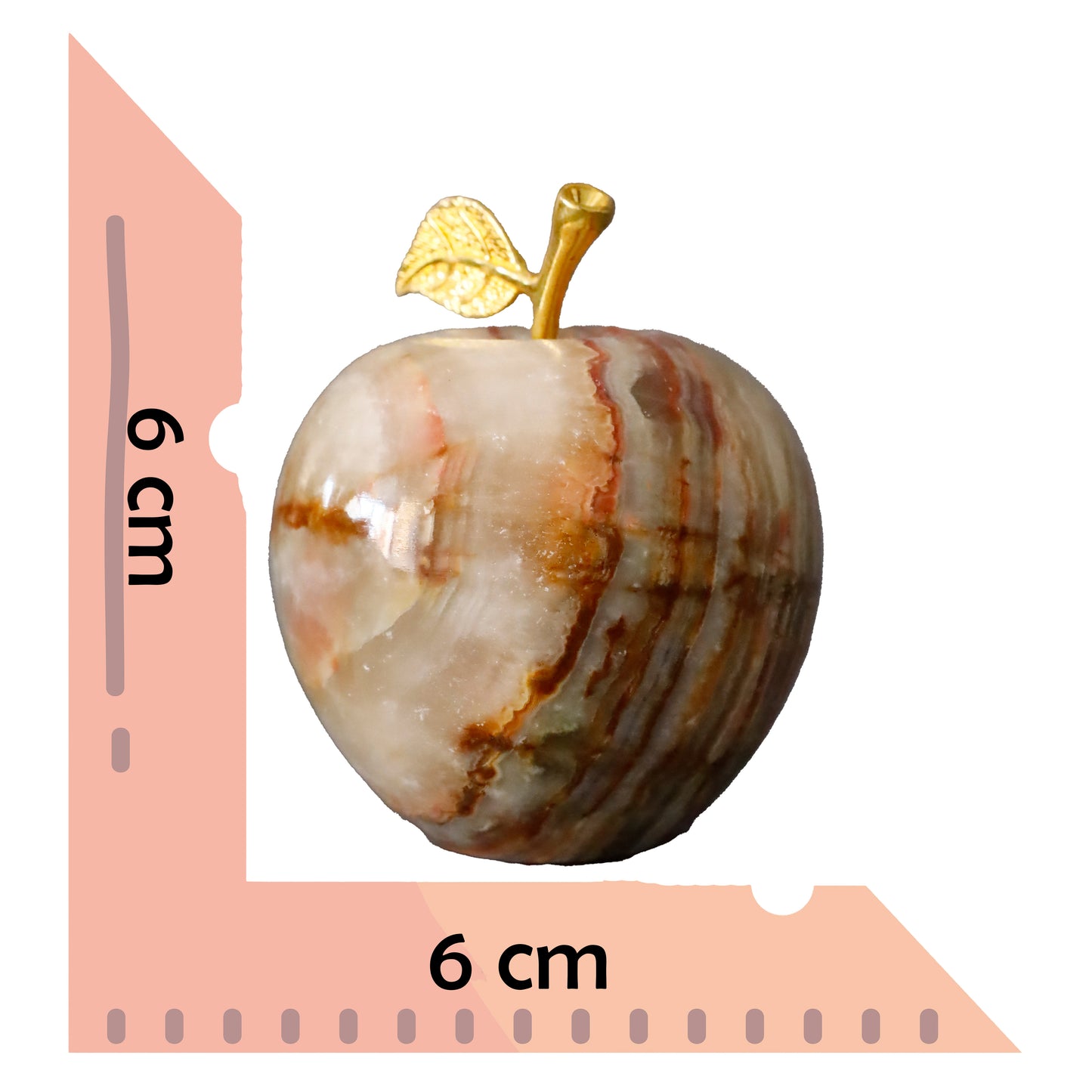 Set of 3 Natural Onyx Stone Apple Figurines - Decorative Stylish Object | Ornament for Home and Office 2.5 Inch