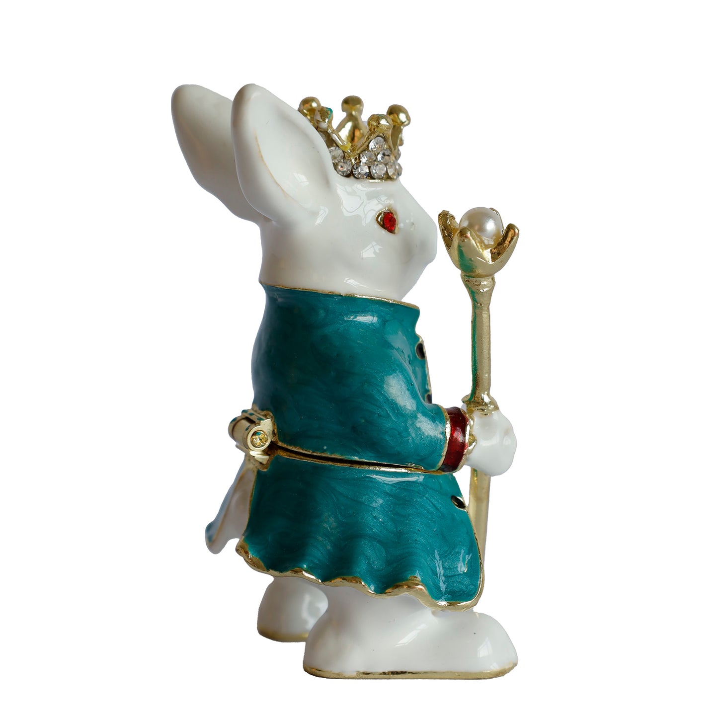 Dekoratif Kral Tavşan Biblo, Kristal Taşlı Metal, 7 cm, 4.5 cm, Hediye Kutulu
