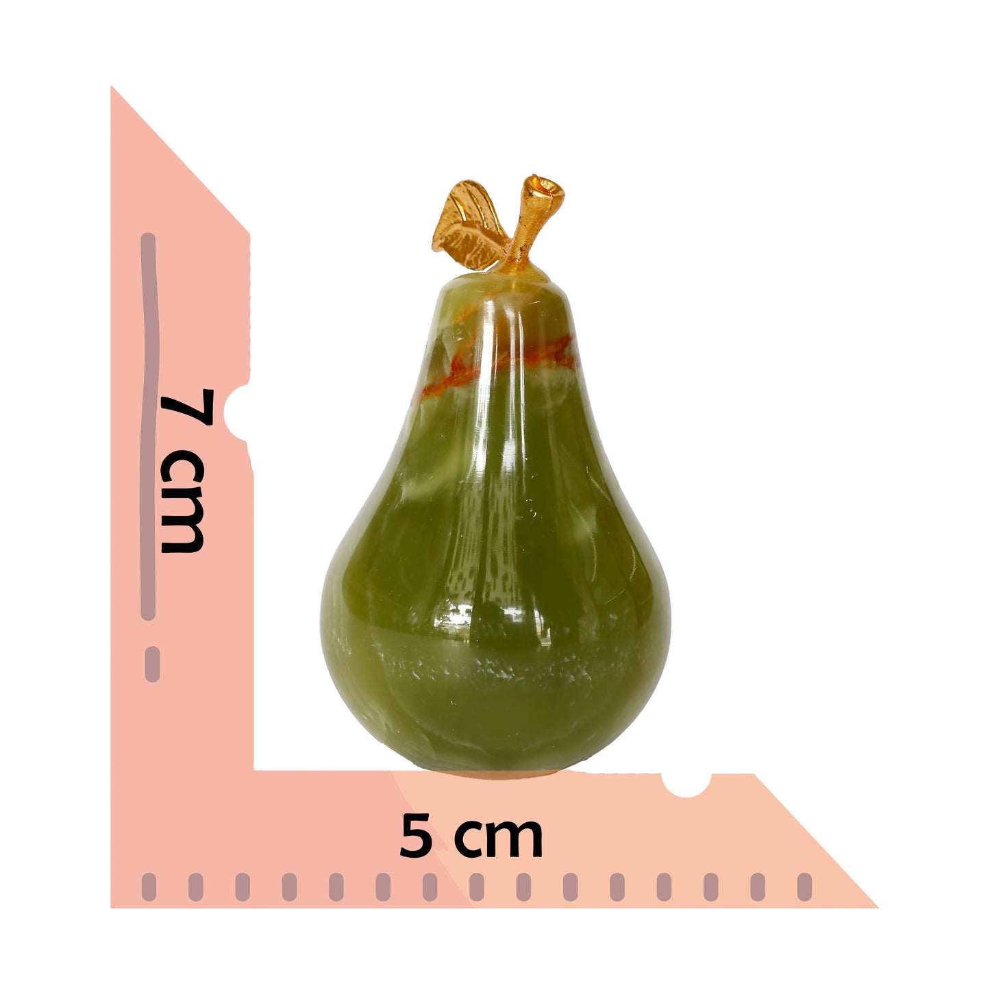 Onyx Natural Stone Pear Figurine Set | 4-Piece Decorative Figurine Set in 2.3" and 1.5" Sizes | Handmade, Unique, Luxury Table and Home Decor