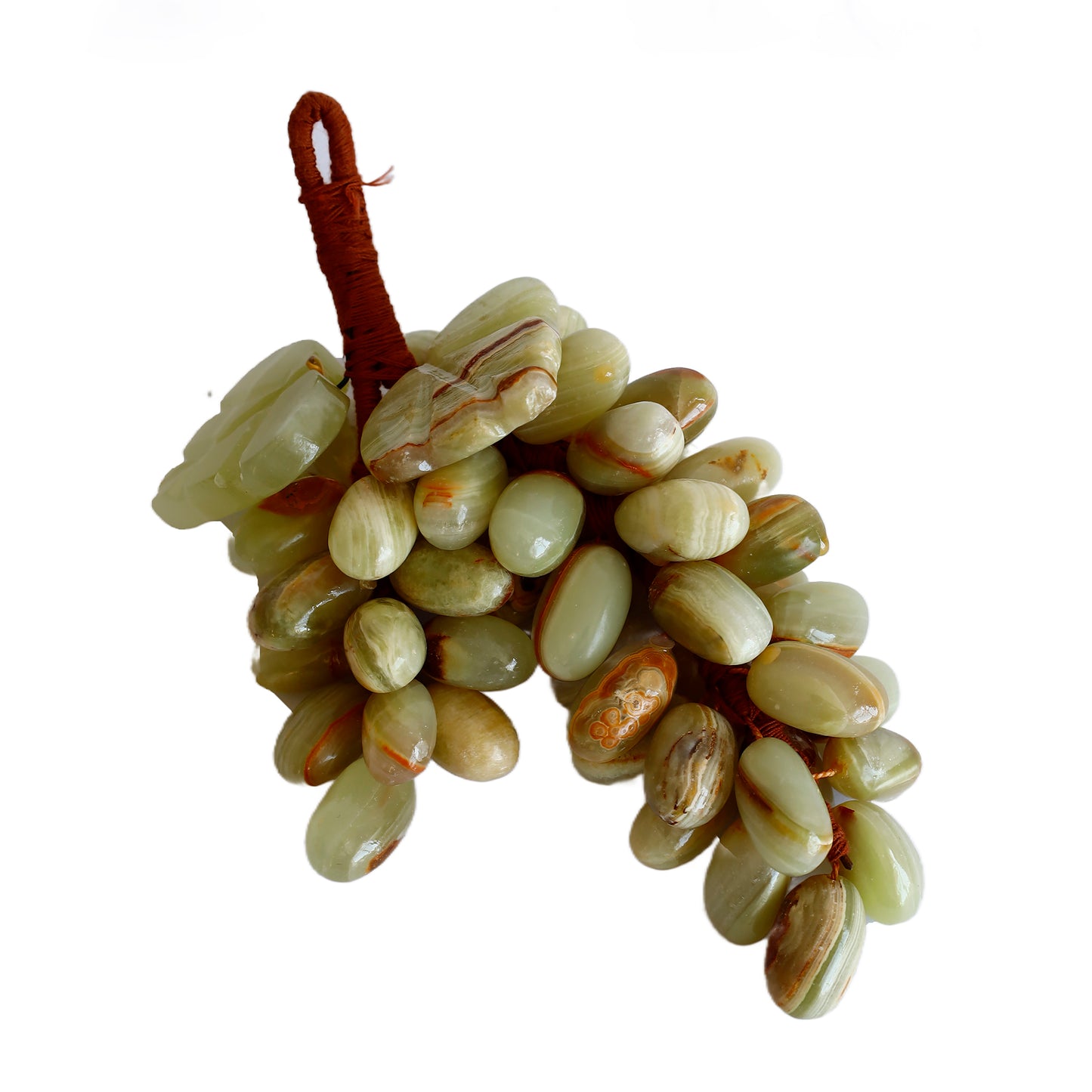 Onyx Natural Stone Grape Set with 6'' Footed Bowl and 50 Grapes. Handmade, Feng Shui Decor