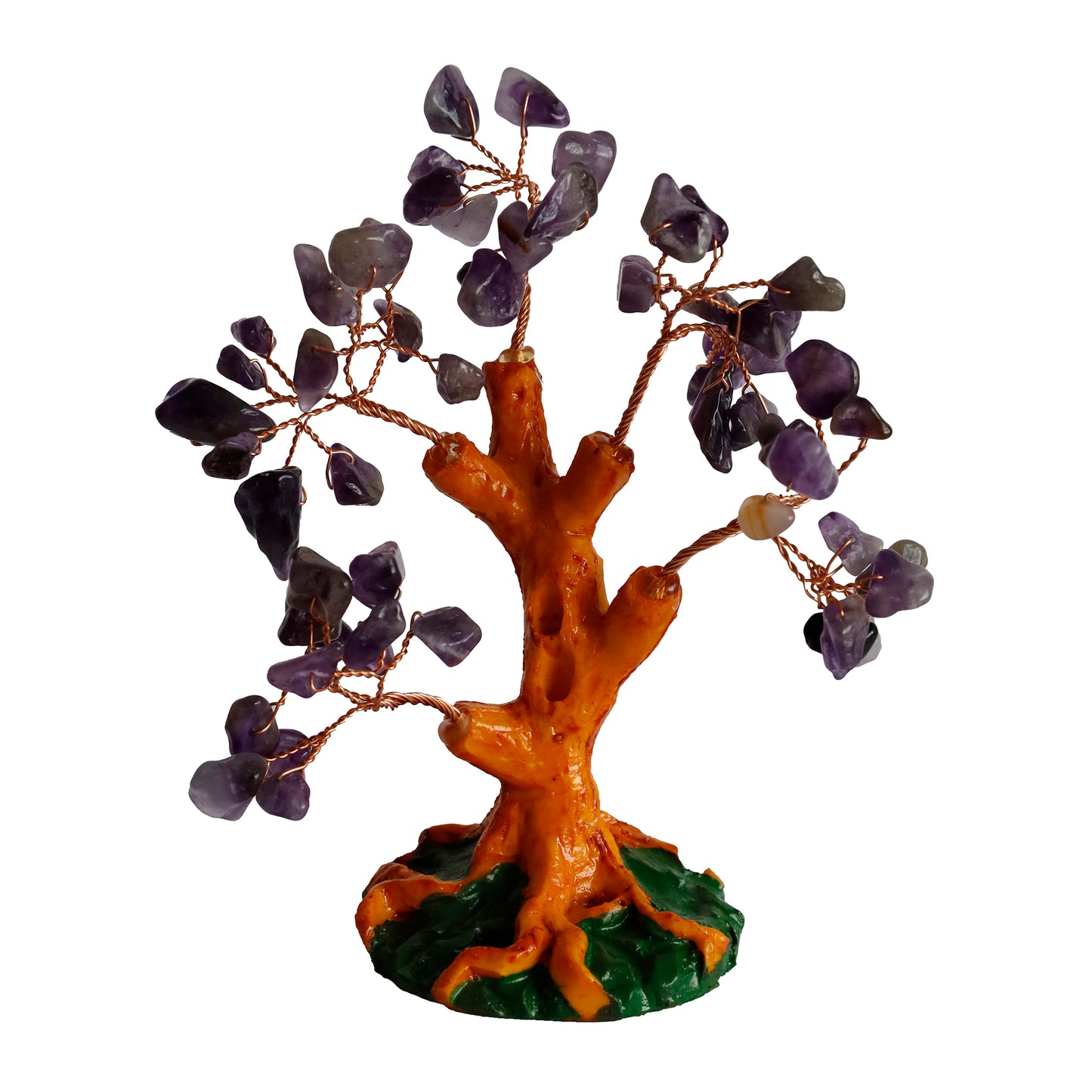 Doğal Ametist Taşlı Hayat Ağacı Biblo - 16x14 cm Enerji Taşı Dekoratif Obje