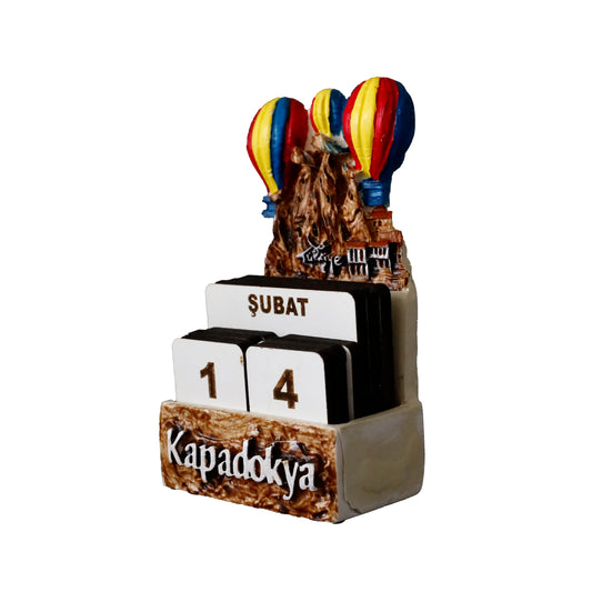 Renkli Dekoratif Hediyelik Masa Takvimi - Cappadocia Temalı, Süs Eşyası ve Pratik Tarih Gösterimi