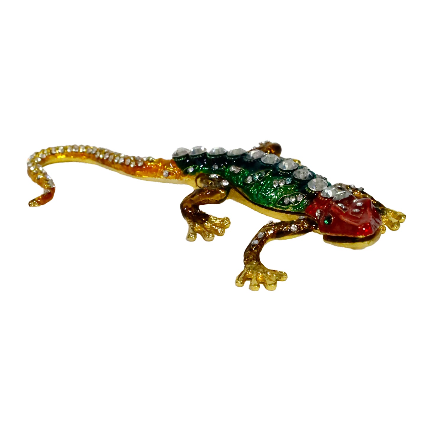 Kristal Taşlı Metal Kertenkele Figürü - 14 cm Parlak ve Şık Dekoratif Tasarım