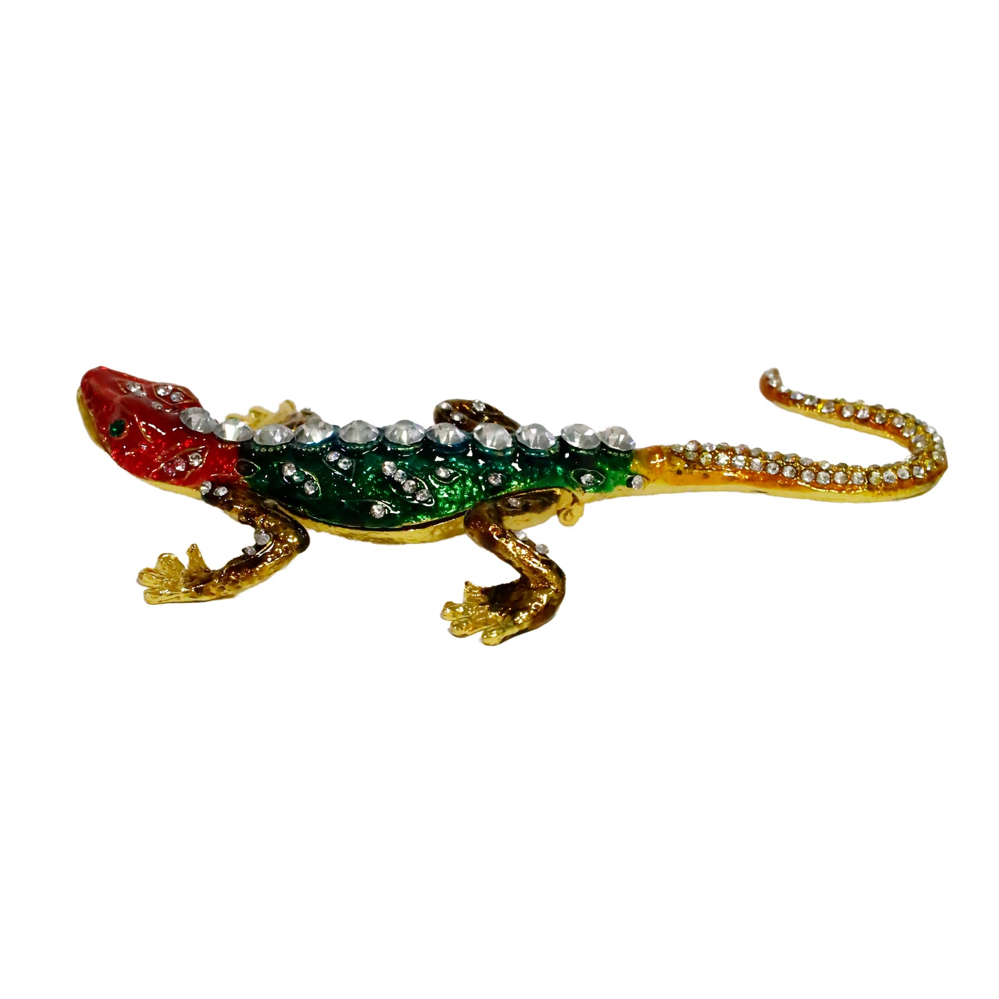 Kristal Taşlı Metal Kertenkele Figürü - 14 cm Parlak ve Şık Dekoratif Tasarım
