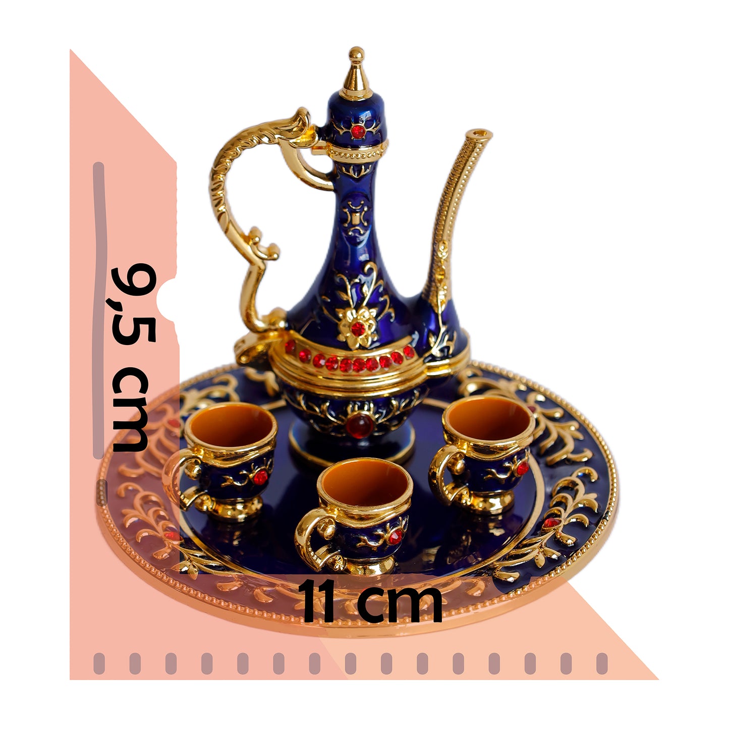 Renkli Metal Biblolar - Kırmızı, Yeşil, Beyaz, Siyah, Sarı ve Mavi Seçenekli Dekoratif Mini Çay Takımı