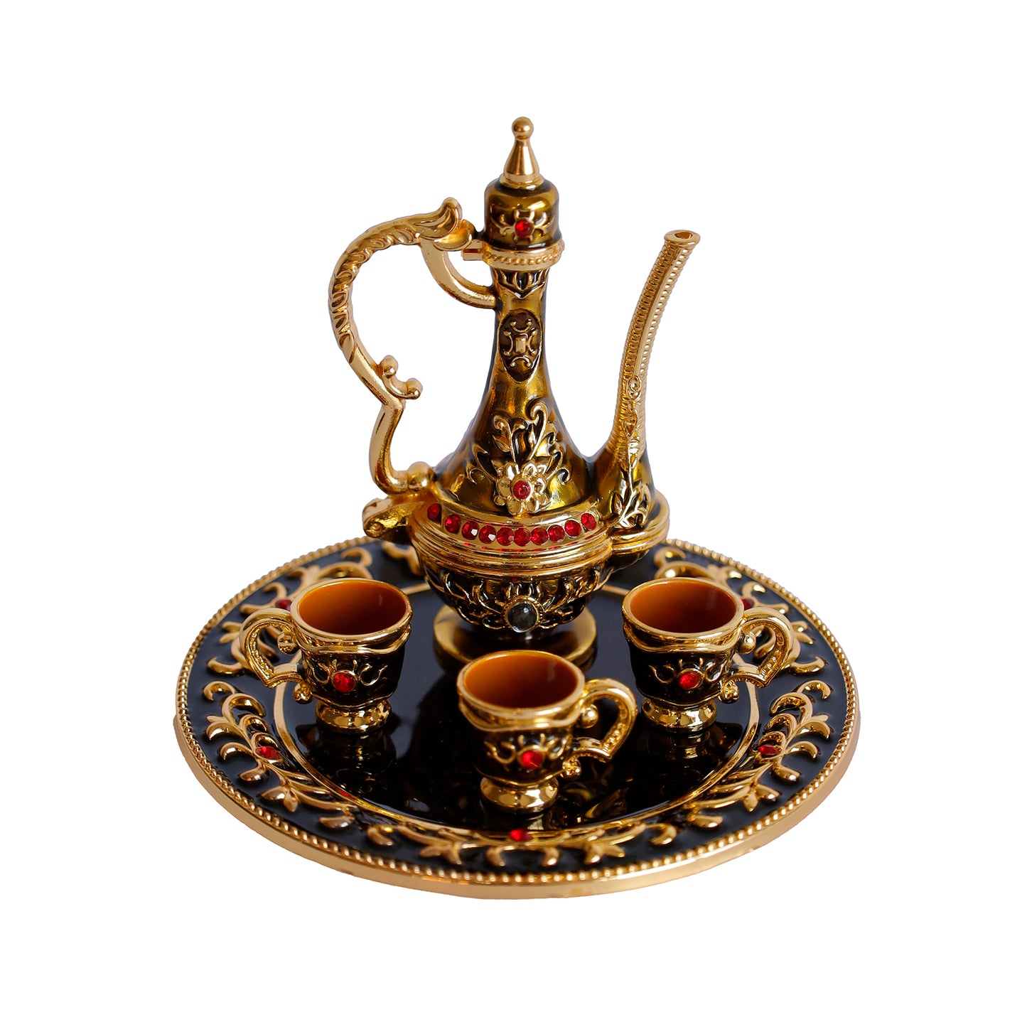 Renkli Metal Biblolar - Kırmızı, Yeşil, Beyaz, Siyah, Sarı ve Mavi Seçenekli Dekoratif Mini Çay Takımı