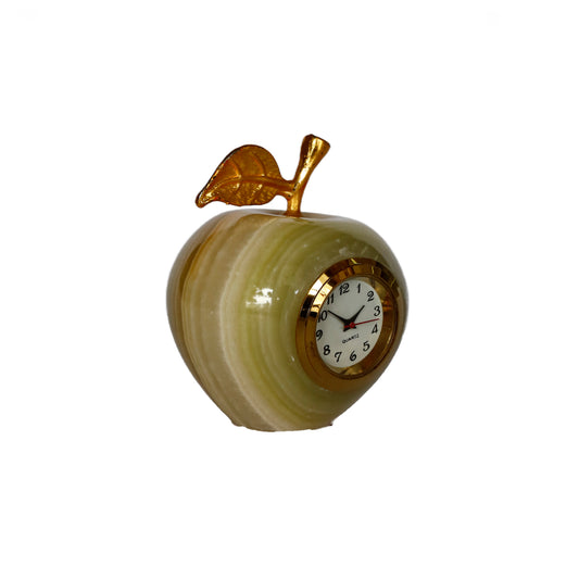 Doğal Oniks Taş Elma Şeklinde Masa Saati - Şıklık ve Fonksiyonelliği Bir Arada