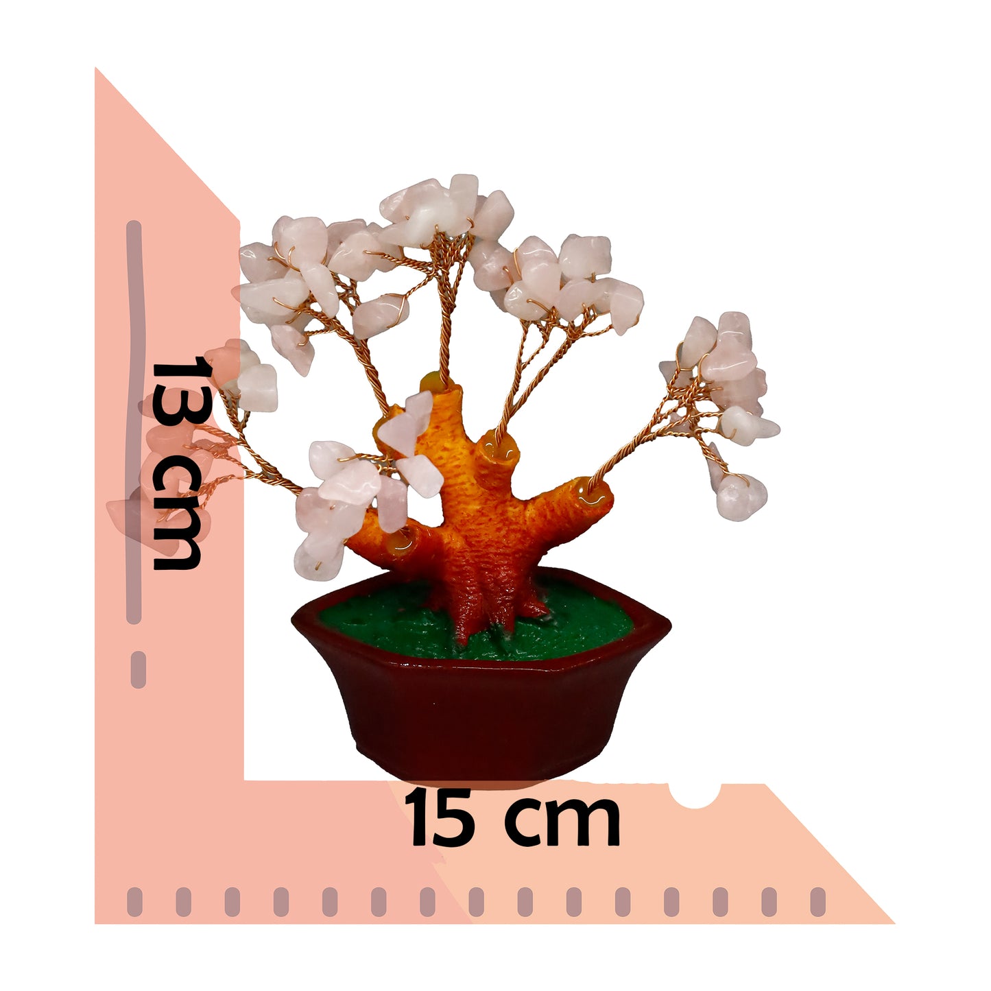 Pembe Kuvars Doğal Taşlı Bonsai Hayat Ağacı - Aşk ve Pozitif Enerji