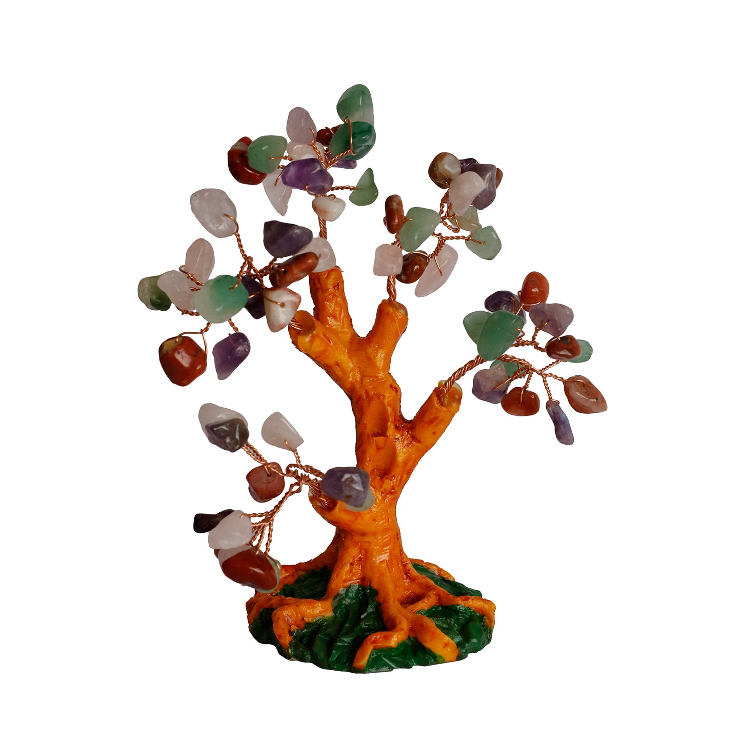 Karışık Doğal Taşlı Hayat Ağacı Biblo - 16x14 cm El Yapımı Enerji Dekoru