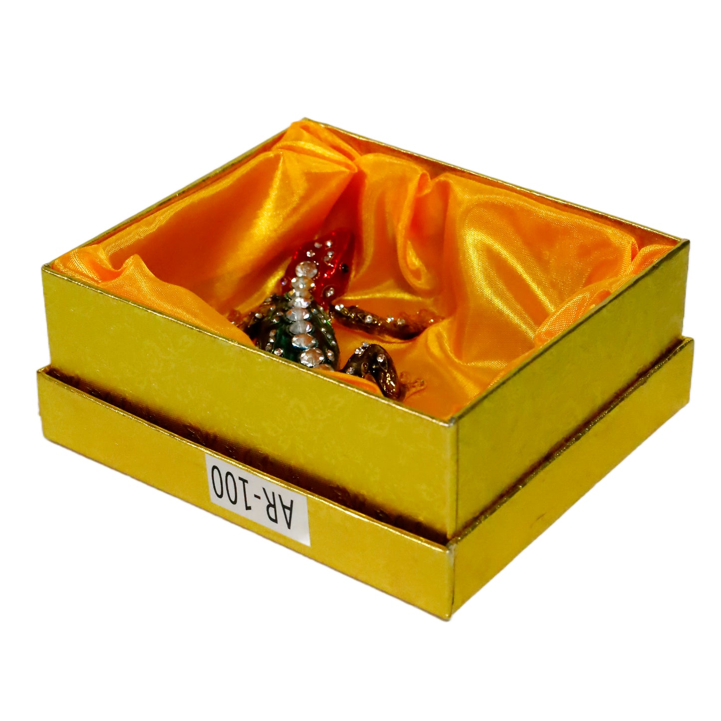 Kristal Taşlı Metal Kertenkele Figürü - 14 cm Parlak ve Şık Dekoratif Tasarım