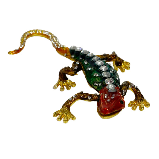 Crystal-Embellished Metal Lizard Figurine - 14 cm Bright and Stylish Decorative Design