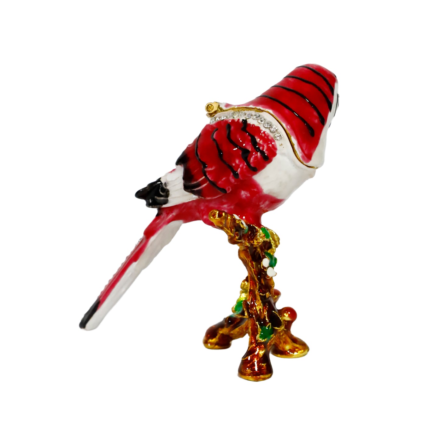 "Metal Kuş Biblosu -3 Farklı Renk Varyantlı, Kristal Taşlı Dekoratif Biblo - 8 cm"