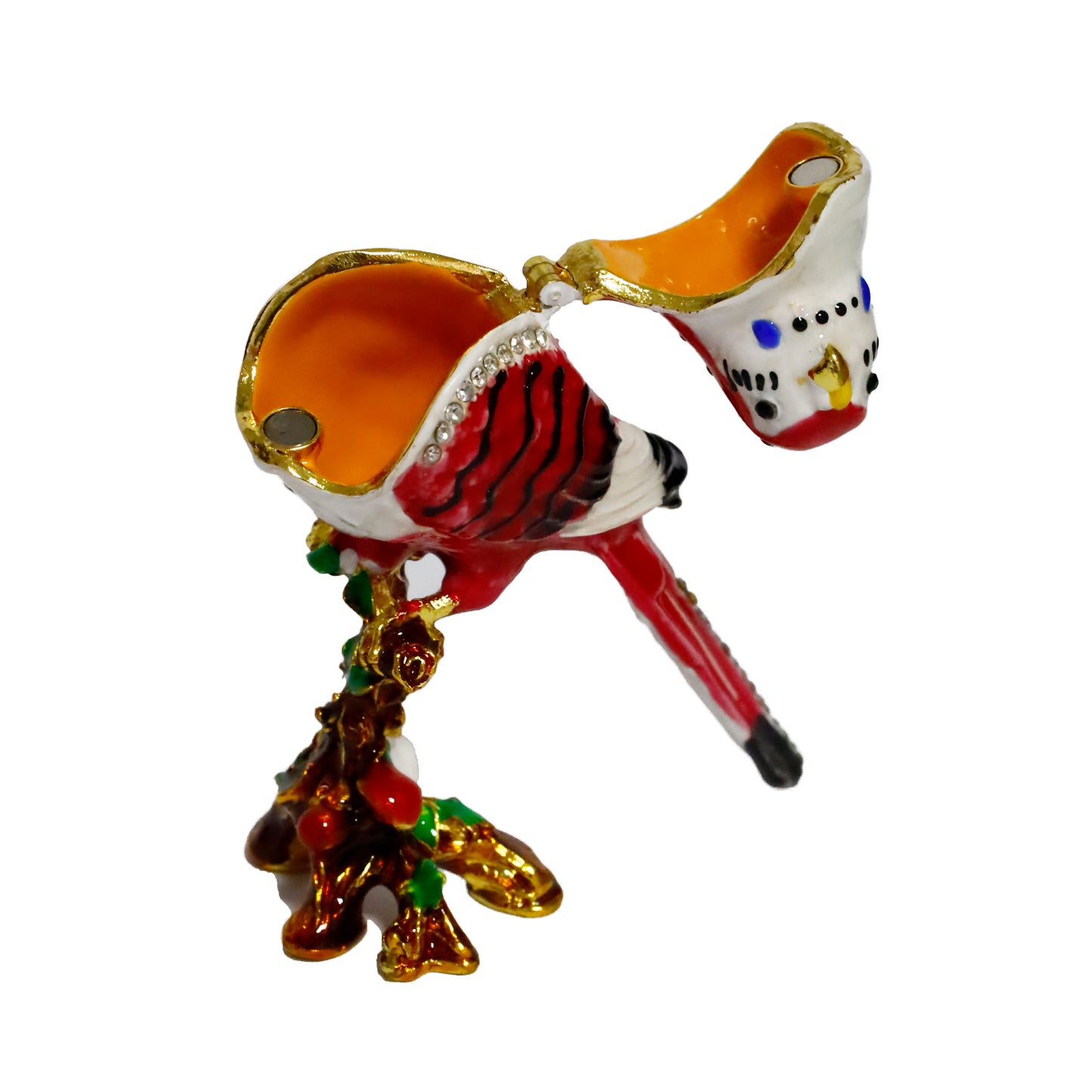 "Metal Kuş Biblosu -3 Farklı Renk Varyantlı, Kristal Taşlı Dekoratif Biblo - 8 cm"