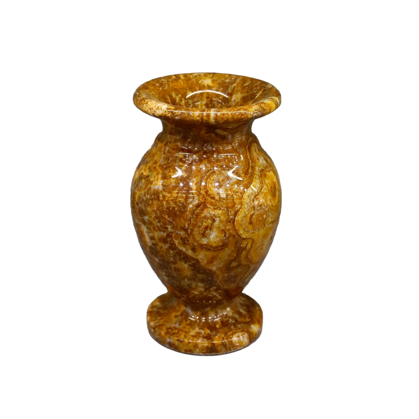 Oniks Doğal Taş Küp Vazo – 12 cm Dekoratif El Yapımı Ürün - kahverengi