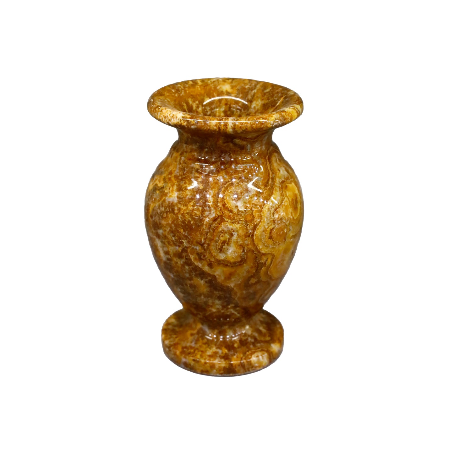 Oniks Doğal Taş Küp Vazo – 12 cm Dekoratif El Yapımı Ürün - kahverengi