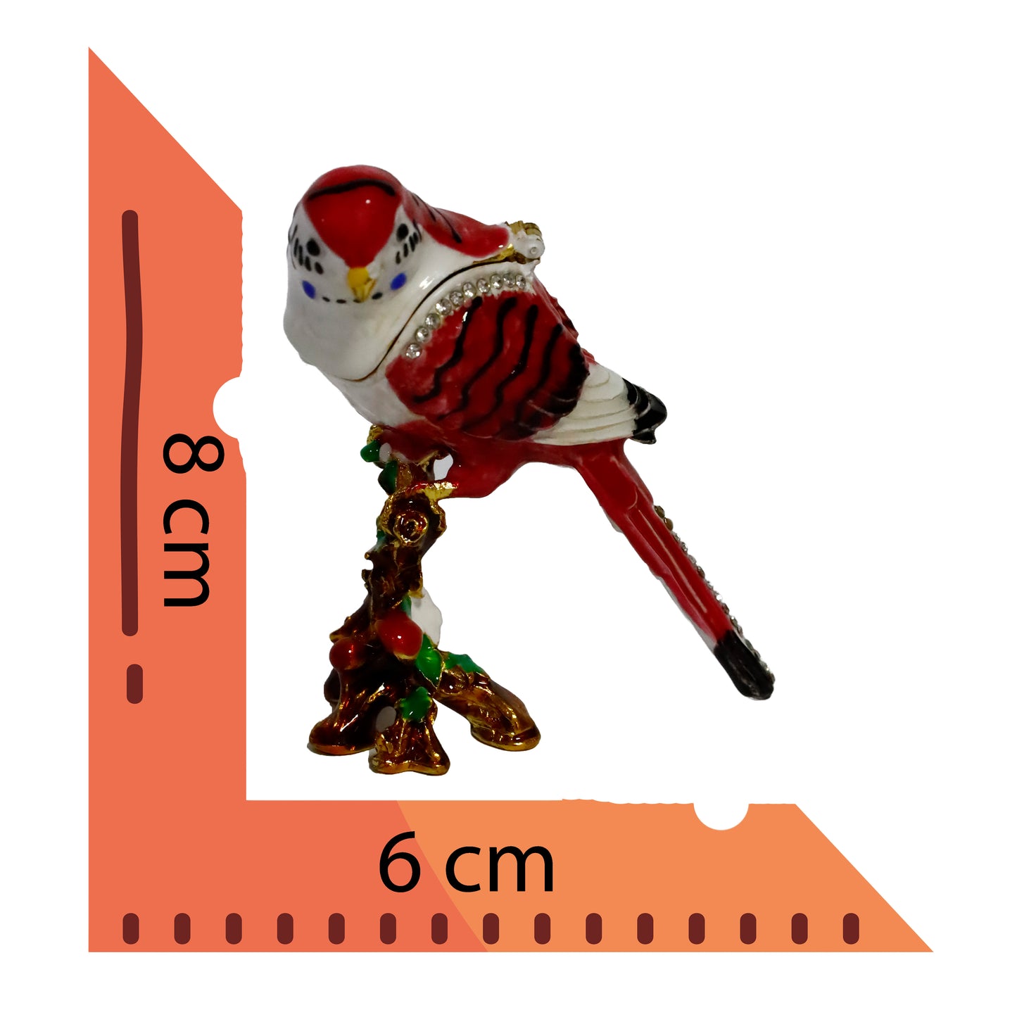 "Metal Kuş Biblosu -3 Farklı Renk Varyantlı, Kristal Taşlı Dekoratif Biblo - 8 cm"