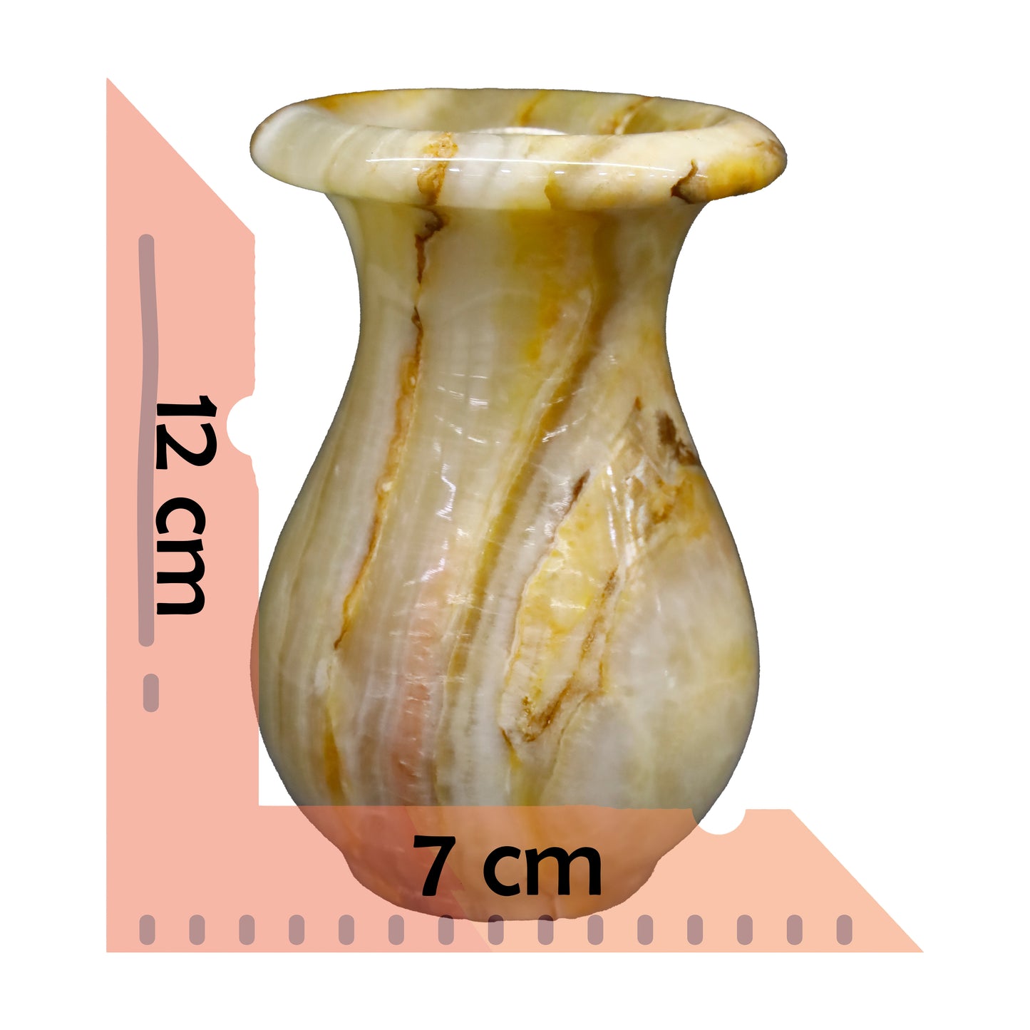 Doğal Oniks Taş Lale Vazo – Şık ve Dekoratif El İşçiliği - 12 cm.