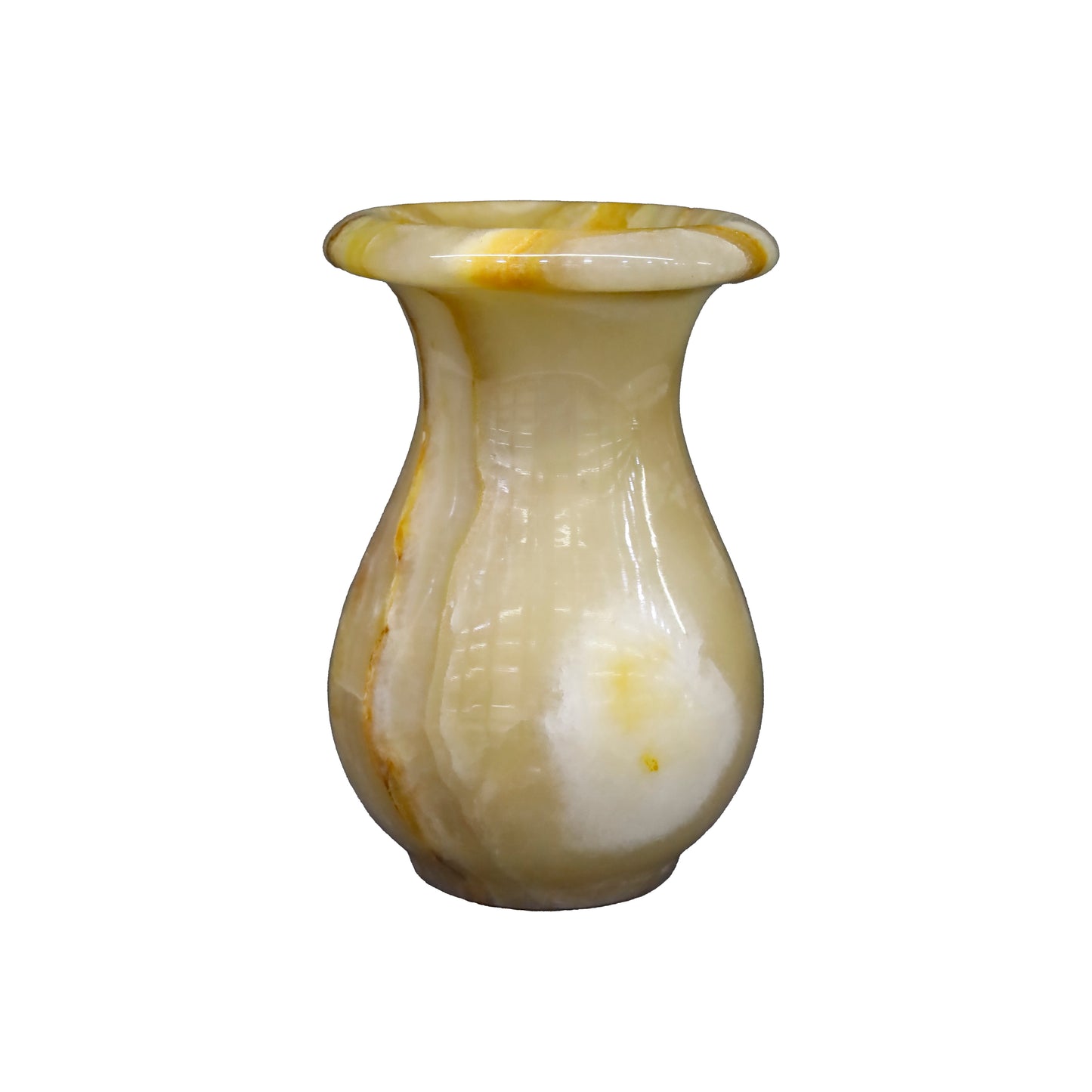 Doğal Oniks Taş Lale Vazo – Şık ve Dekoratif El İşçiliği - 12 cm.