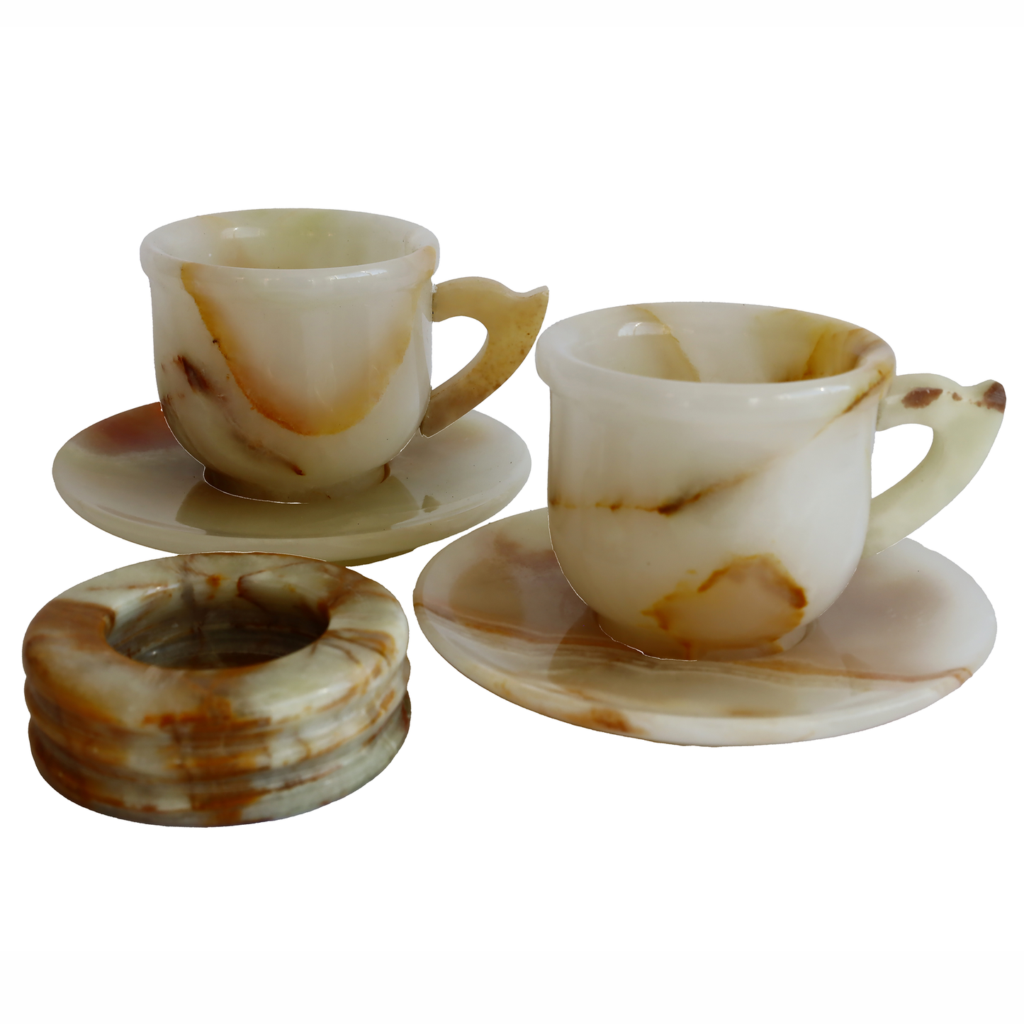 Onyx Natural Stone 2-Piece Cup and 3-Inch Ashtray Set – Handmade Stylish Decorative Gift, with Natural Stone Energy