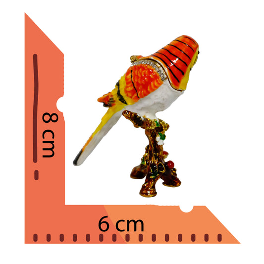 "Metal Kuş Biblosu -3 Farklı Renk Varyantlı, Kristal Taşlı Dekoratif Biblo - 8 cm"