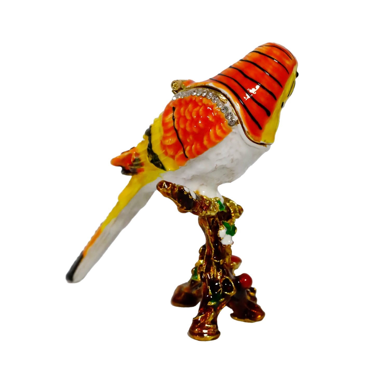 "Metal Kuş Biblosu -3 Farklı Renk Varyantlı, Kristal Taşlı Dekoratif Biblo - 8 cm"