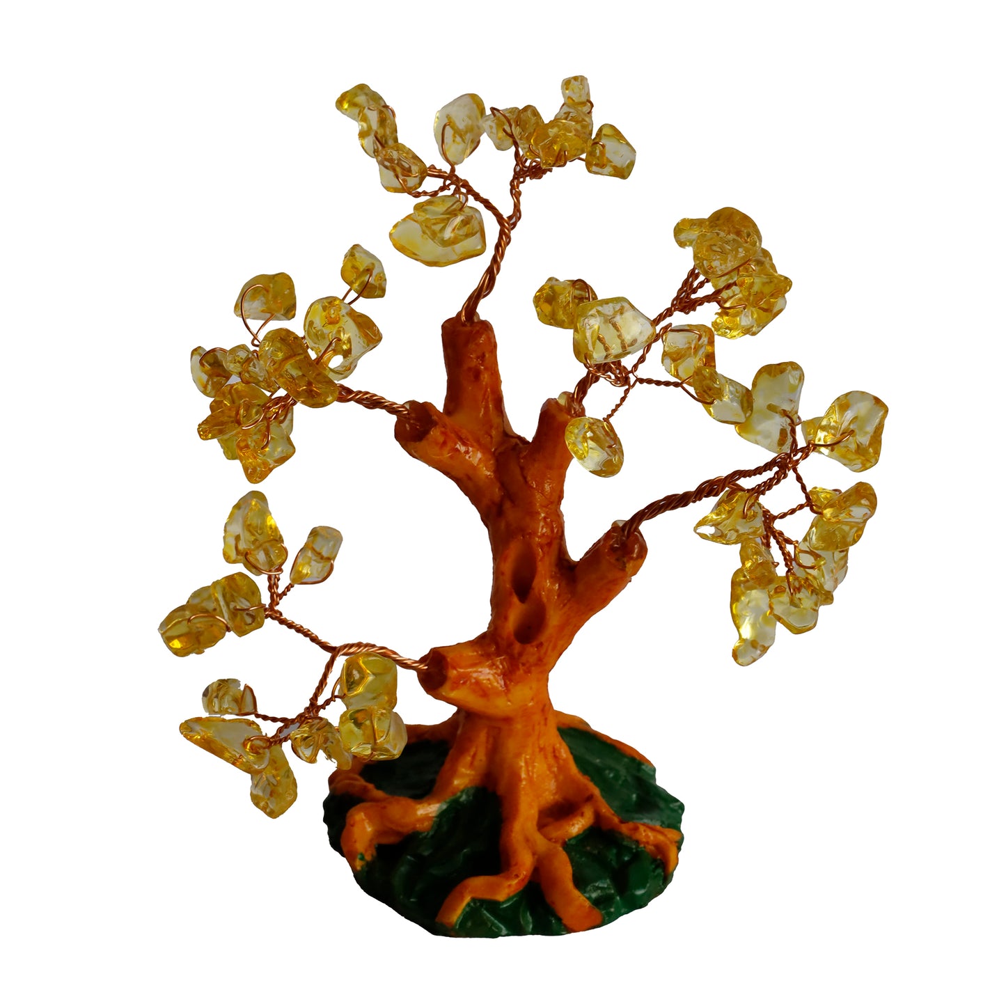 Doğal Sitrin Taşlı Hayat Ağacı - El Yapımı Bereket ve Şifa Dekoru (16x14 cm)