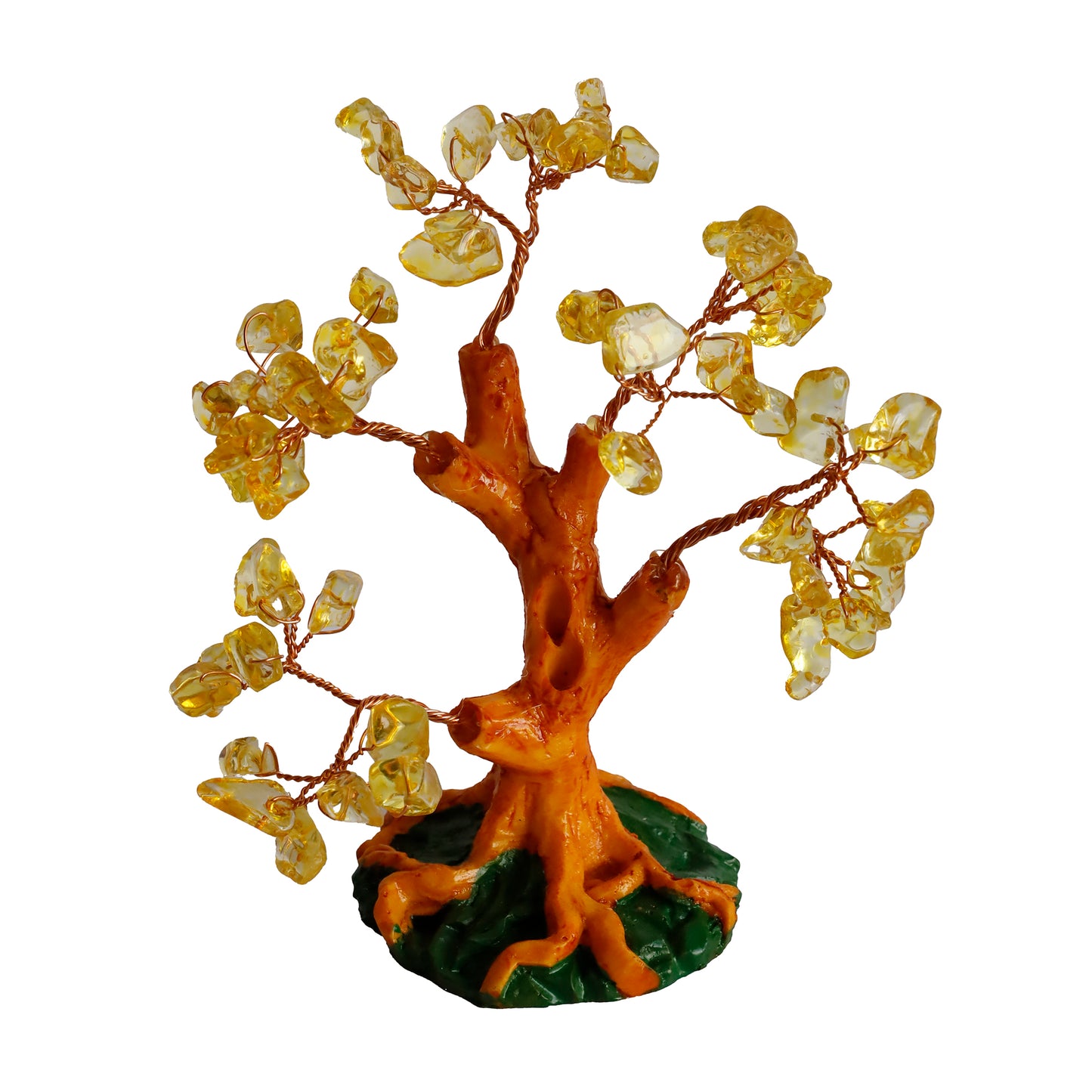 Doğal Sitrin Taşlı Hayat Ağacı - El Yapımı Bereket ve Şifa Dekoru (16x14 cm)