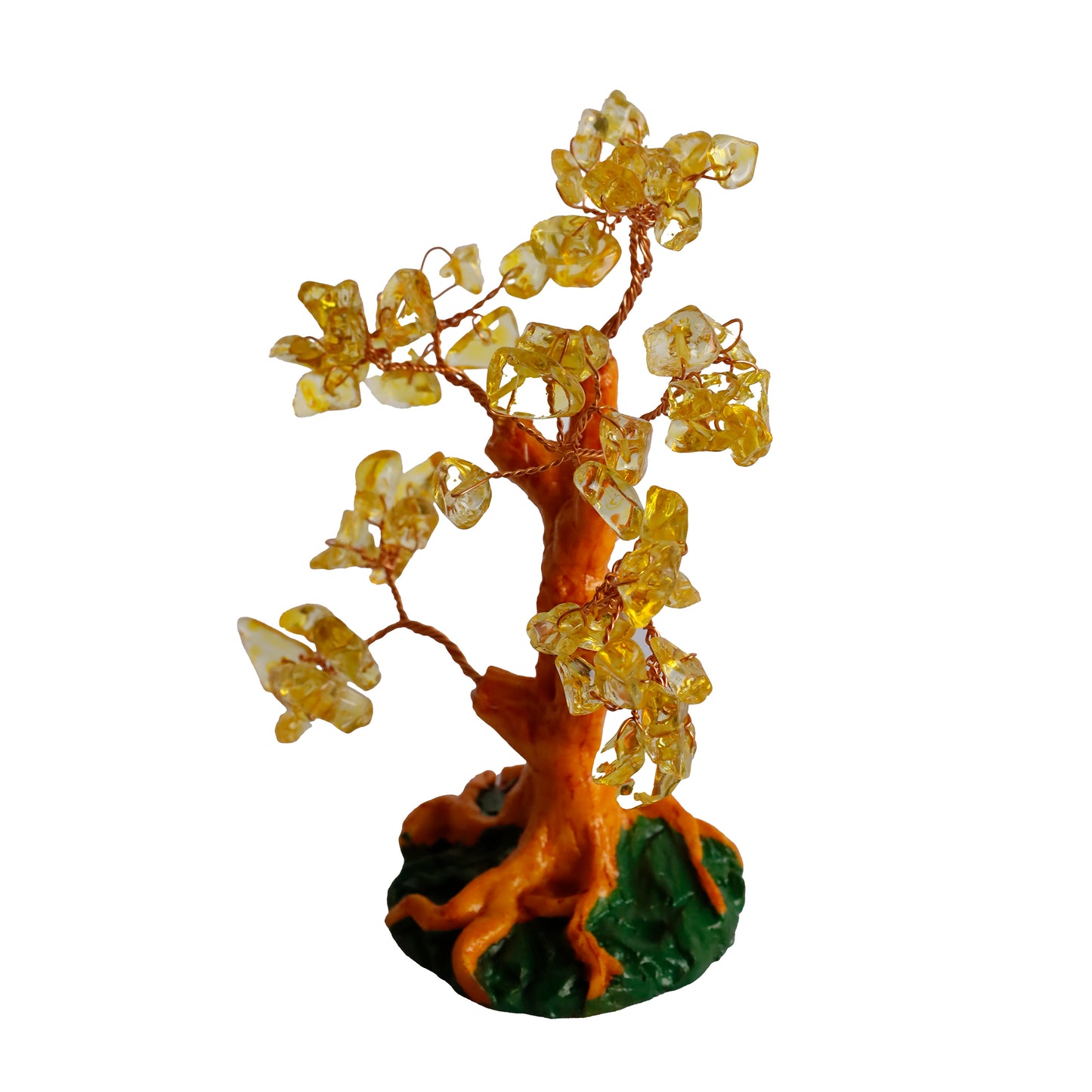 Doğal Sitrin Taşlı Hayat Ağacı - El Yapımı Bereket ve Şifa Dekoru (16x14 cm)