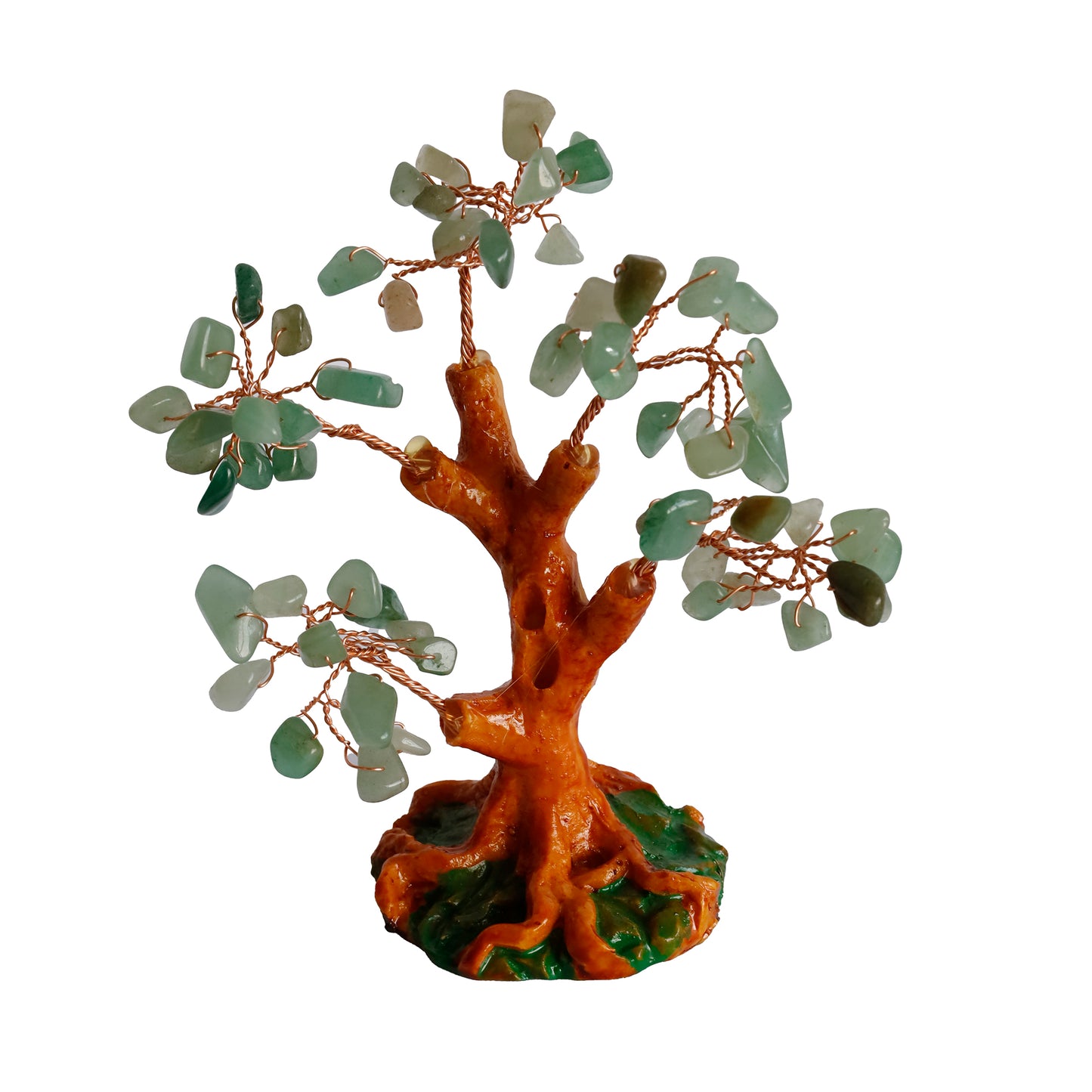 Doğal Yeşim Taşlı Hayat Ağacı - El Yapımı Feng Shui Dekor (16x14 cm)