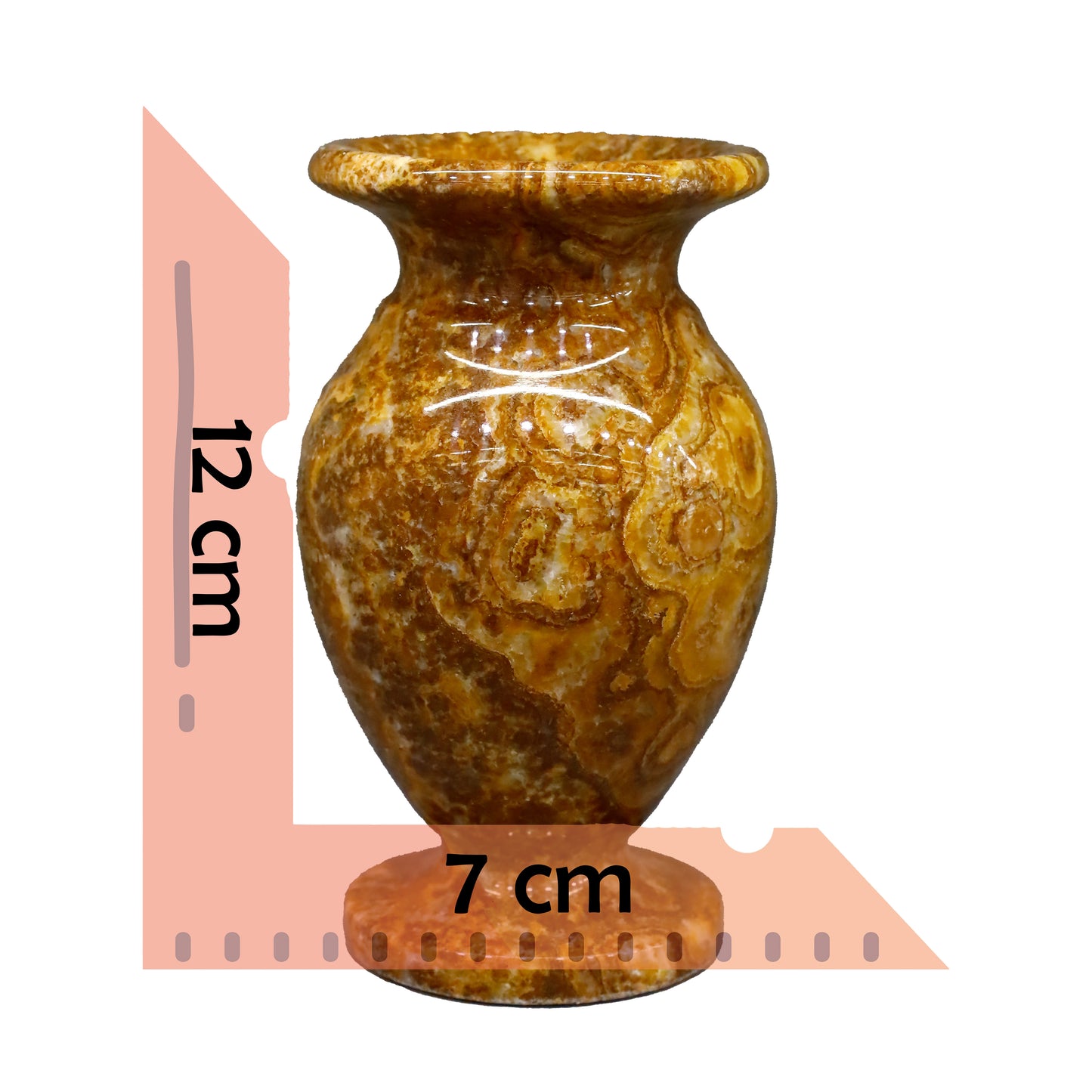 Oniks Doğal Taş Küp Vazo – 12 cm Dekoratif El Yapımı Ürün - kahverengi