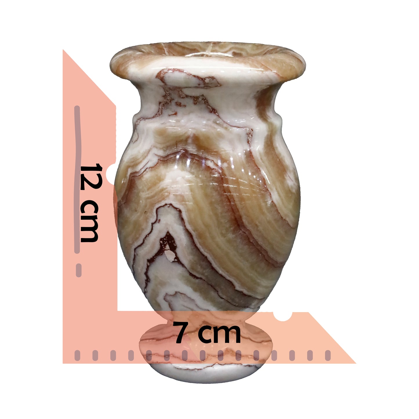 Oniks Doğal Taş Küp Vazo – 12 cm Dekoratif El Yapımı Ürün