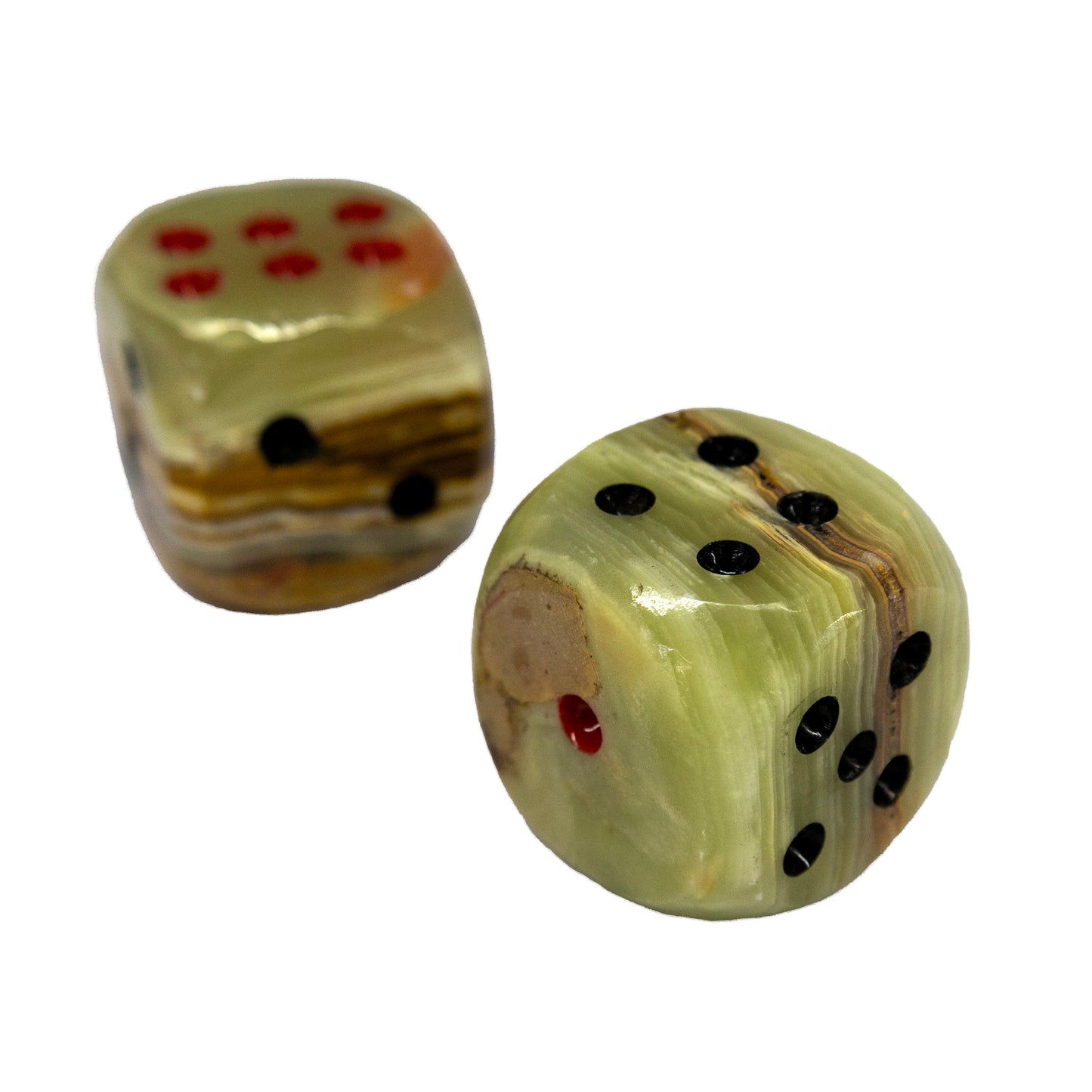 2-Piece Onyx Natural Stone Dice Set 1 Inch (2.54 cm) – Handmade Decorative Dice Figurine – Natural Stone Object