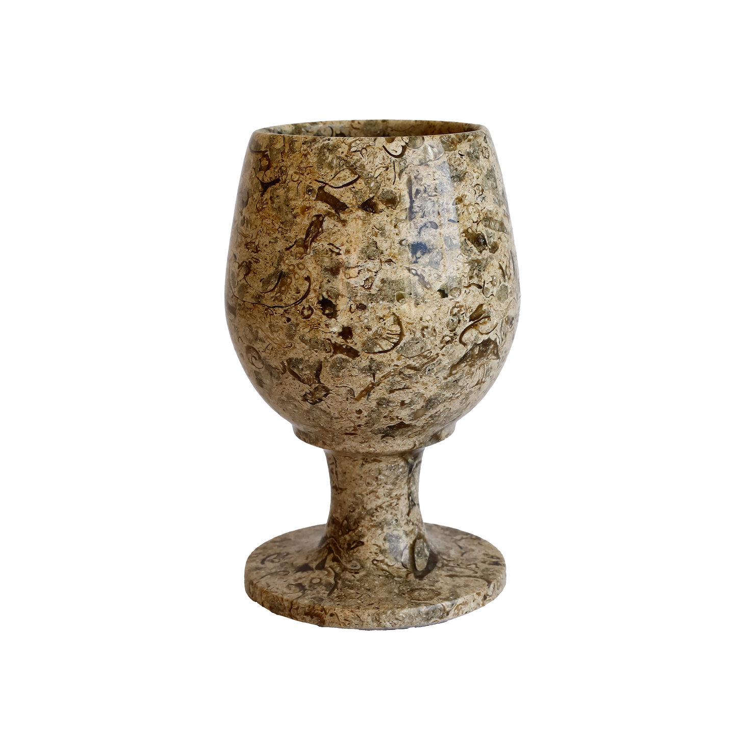 Fosilli Doğal Taş Kadeh Takımı – 3,5 İnç El Yapımı Şık Dekoratif Bardak Seti (2’li – 6’lı)