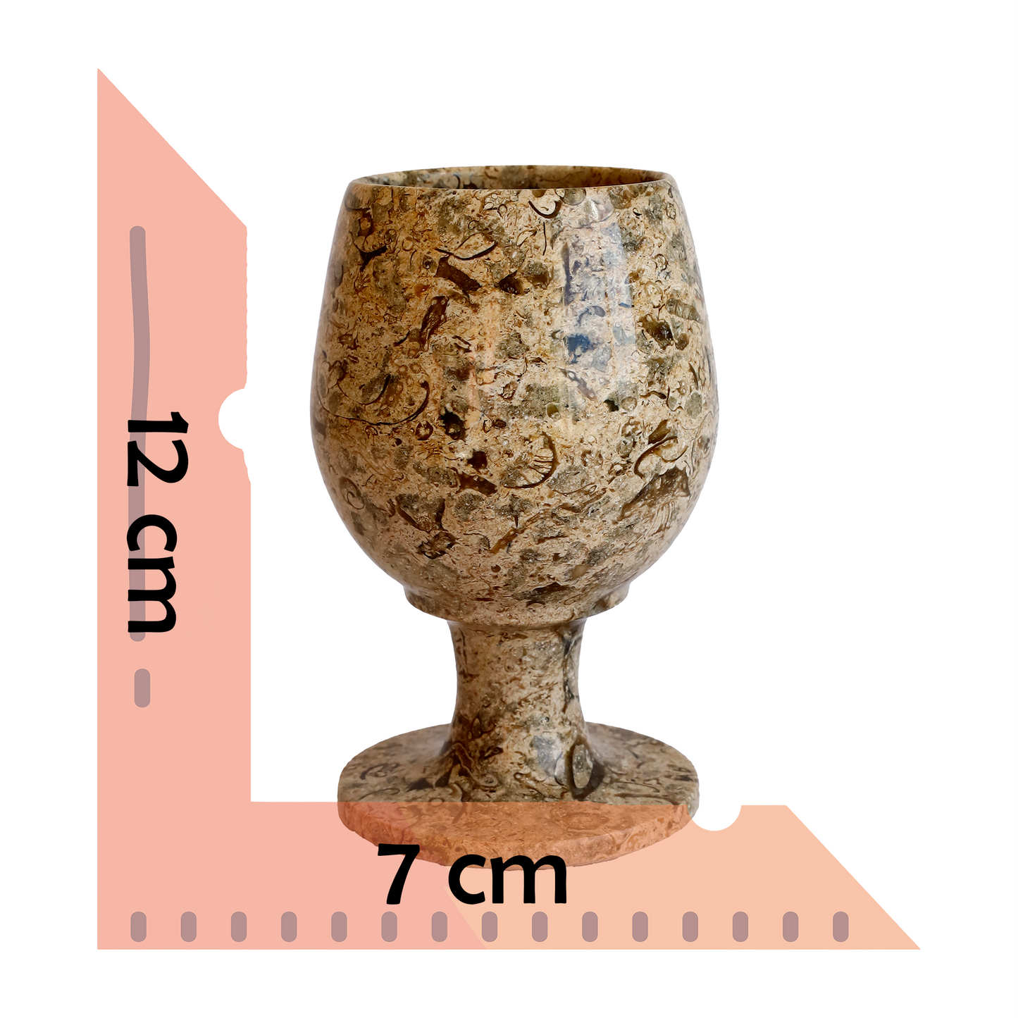 Fosilli Doğal Taş Kadeh Takımı – 3,5 İnç El Yapımı Şık Dekoratif Bardak Seti (2’li – 6’lı)