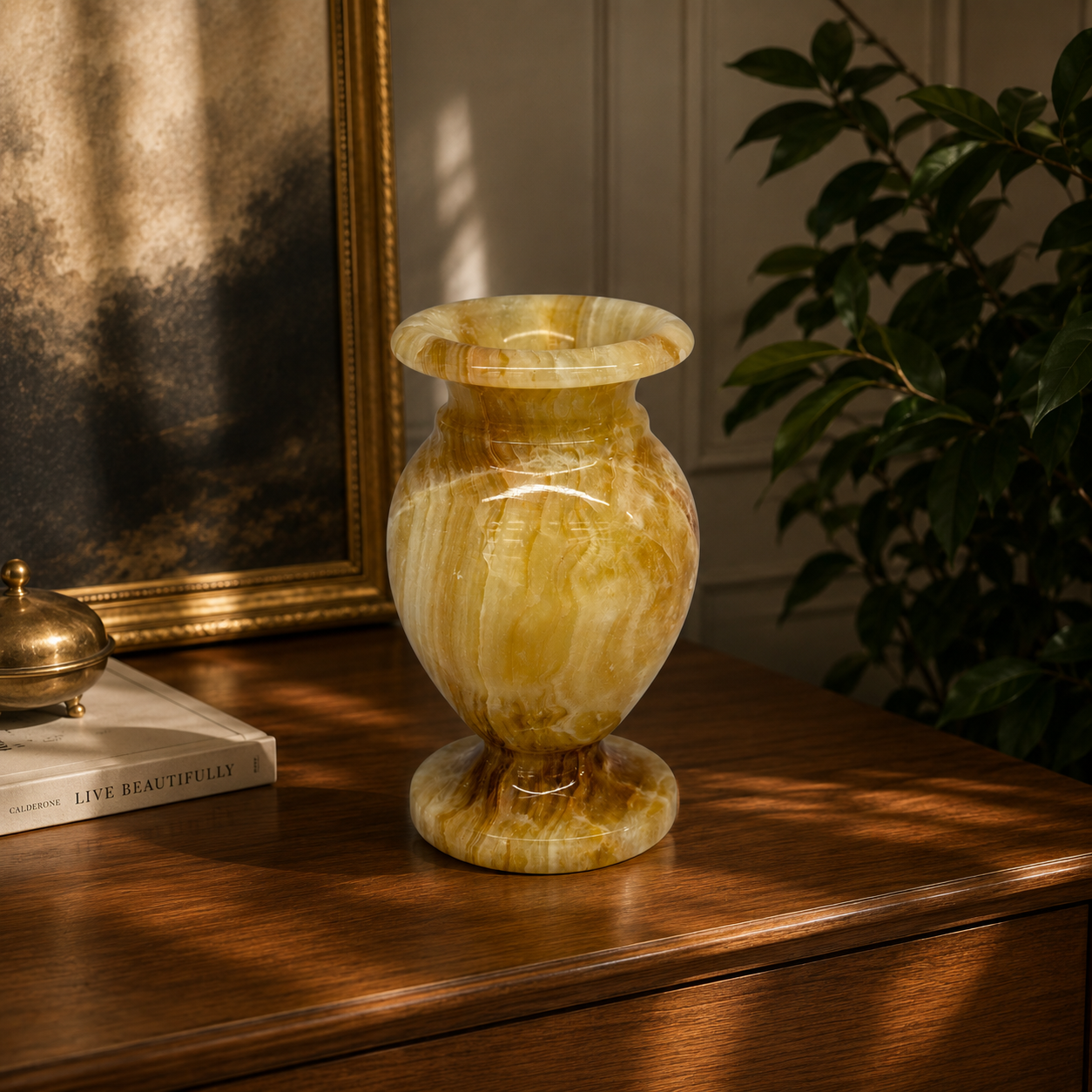 Home Decor: , Natural Stone, Cube, Vase - Veined Agate Stone, Decorative Vase