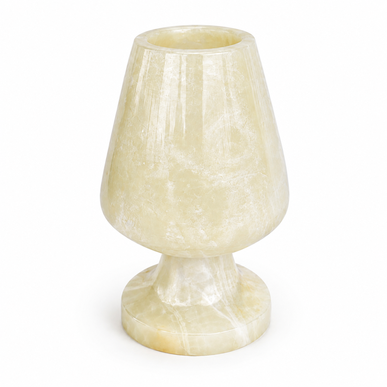 Doğal Oniks Taş Mumluk 12x8 cm | El Yapımı Geçmeli Mumluk | Işık Geçiren Premium Dekoratif Şamdan | Yemek Masası ve Özel Gün Hediyesi