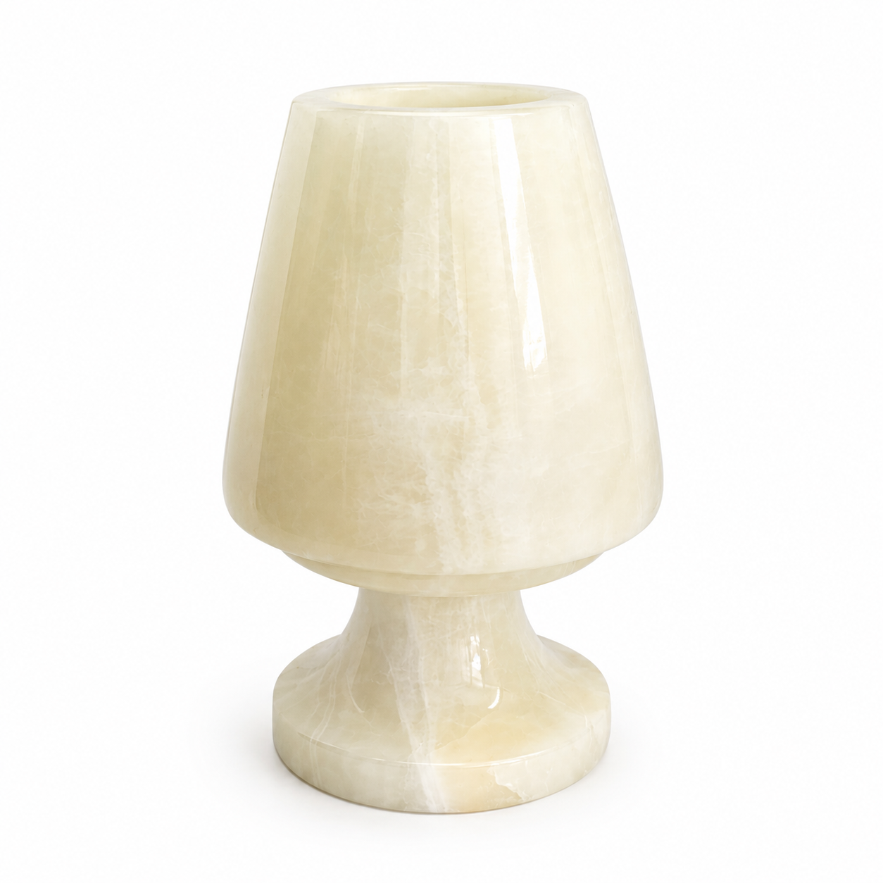 Doğal Oniks Taş Mumluk 12x8 cm | El Yapımı Geçmeli Mumluk | Işık Geçiren Premium Dekoratif Şamdan | Yemek Masası ve Özel Gün Hediyesi