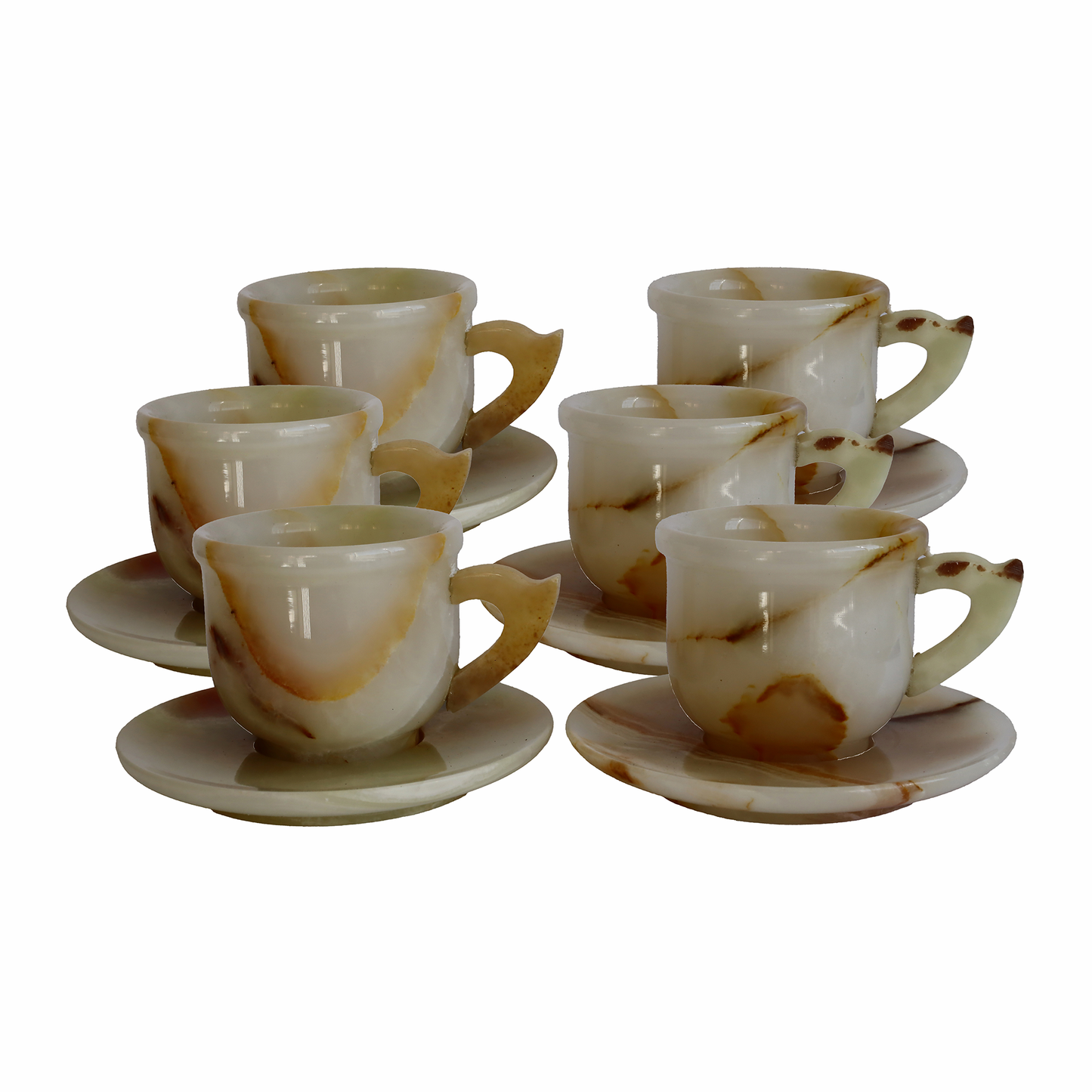 El Yapımı Oniks Doğal Taş Fincan Seti – 2’li & 6’lı Takım Seçenekleri – Şık Dekoratif Kahve Fincanı – Doğal Desenli Lüks Taş Tasarım