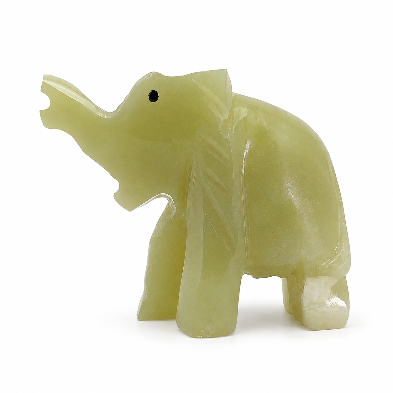 3 İnç Oniks Fil Biblo – Feng Shui Bereket Sembolü, Doğal Taş Dekoratif Fil, 7x8 cm