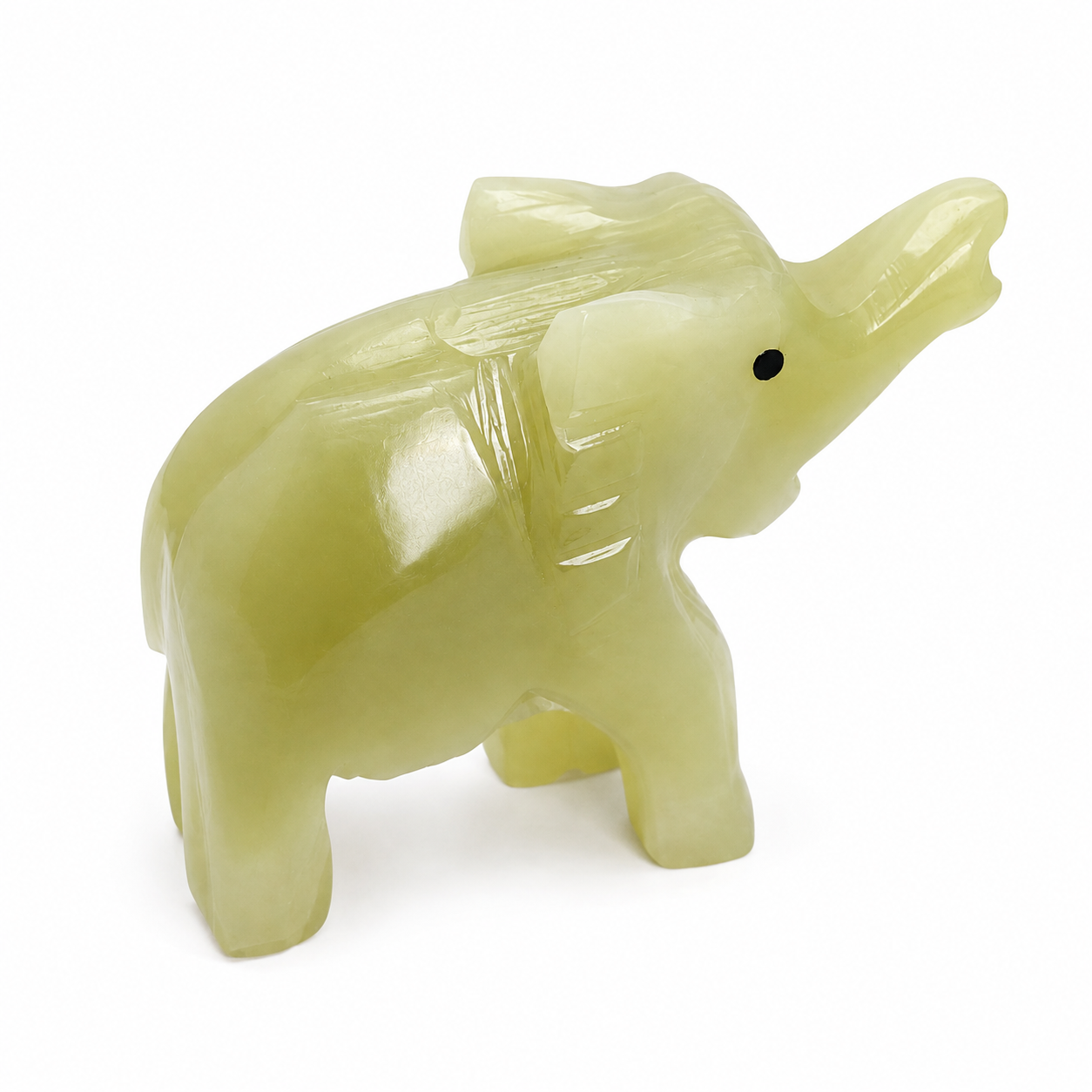 3 İnç Oniks Fil Biblo – Feng Shui Bereket Sembolü, Doğal Taş Dekoratif Fil, 7x8 cm