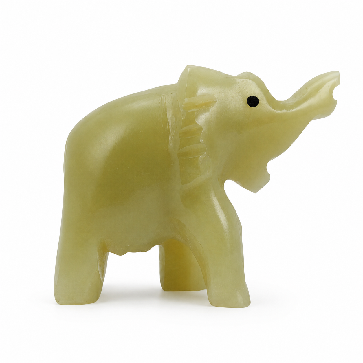 3 İnç Oniks Fil Biblo – Feng Shui Bereket Sembolü, Doğal Taş Dekoratif Fil, 7x8 cm