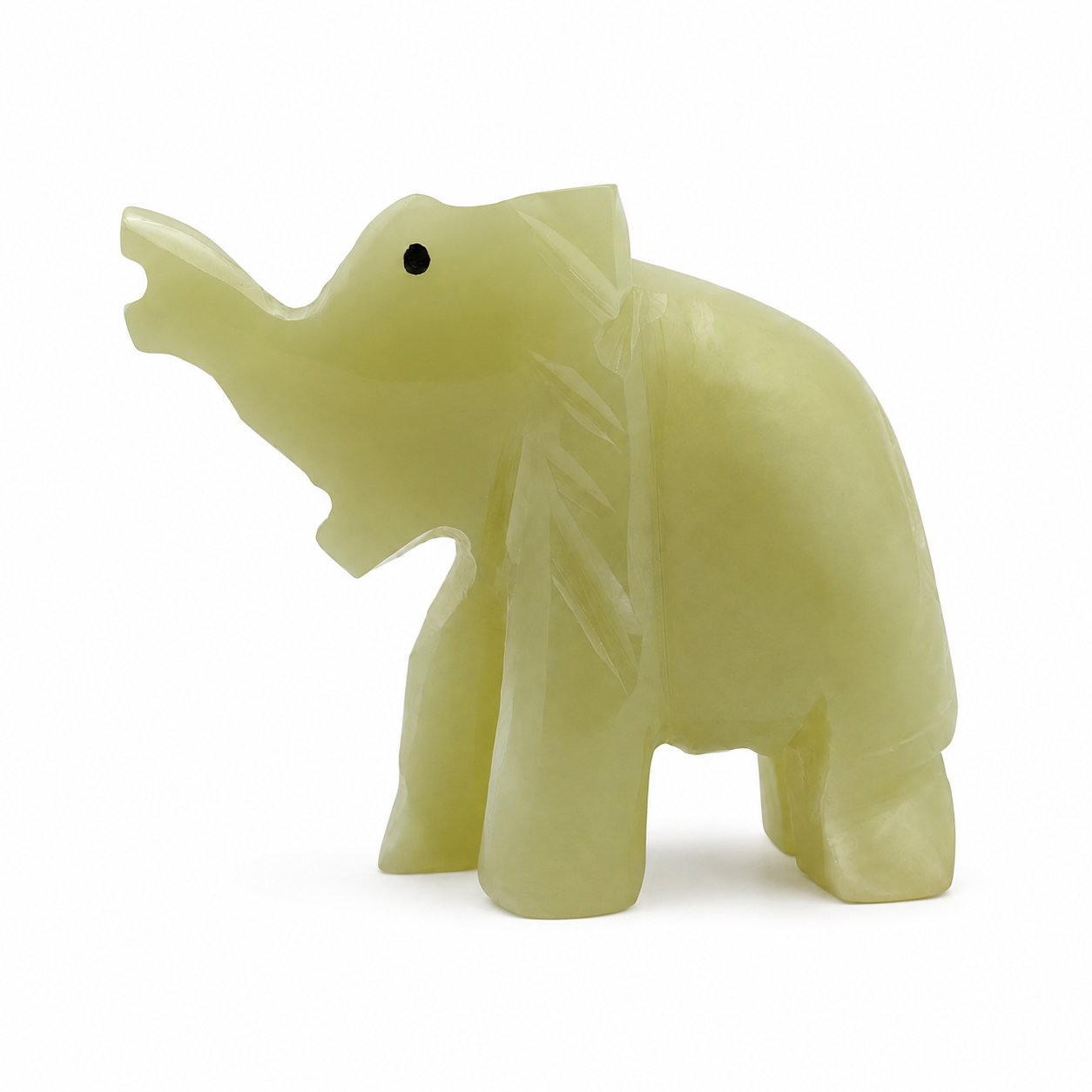 3 İnç Oniks Fil Biblo – Feng Shui Bereket Sembolü, Doğal Taş Dekoratif Fil, 7x8 cm