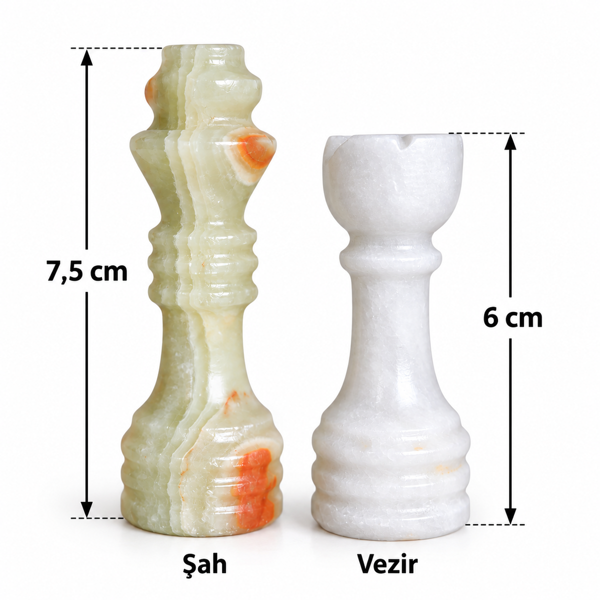 15 İnç Yeşil Oniks Doğal Taş Satranç Takımı 38x38 cm Premium Özgün Hediye Kutulu