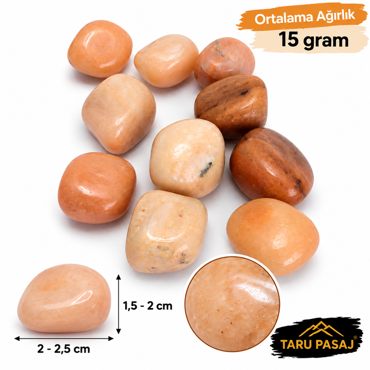 Şeftali Aventurin Tamburlu Parlatılmış Doğal Taş 15 Gram