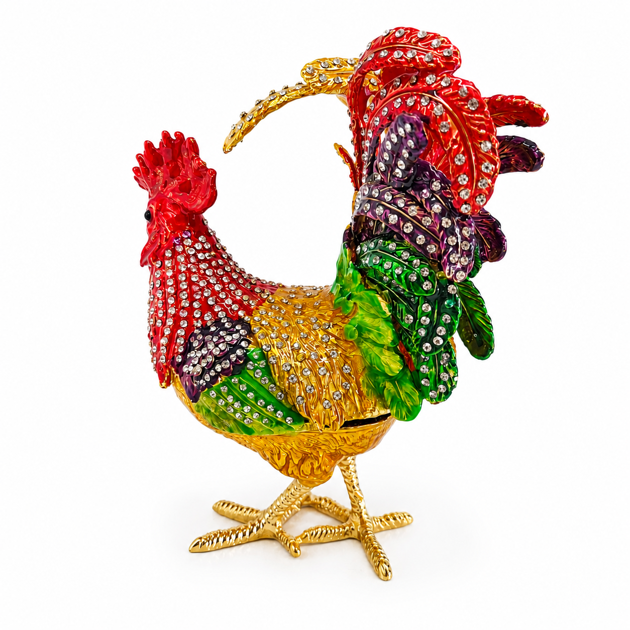 Kristal Taşlı Horoz Biblo Battal Boy 19x15 cm | Dekoratif Masaüstü Süsü | Şans, Bereket ve Güç Sembolü | Hediyelik Ev & Ofis Dekoru